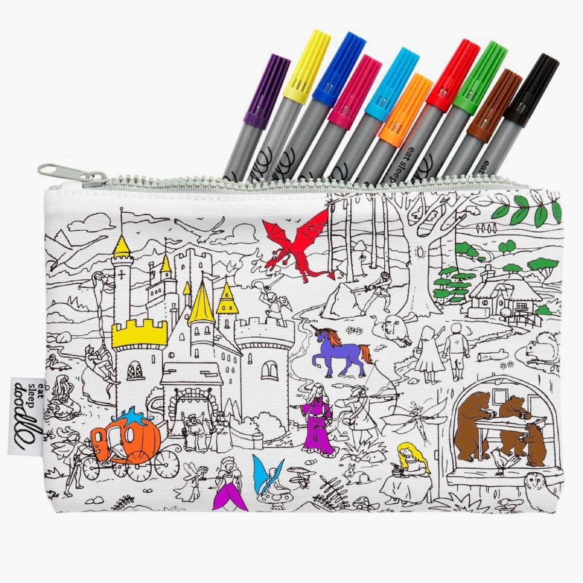 eatsleepdoodle FairyTales and Legend Pencil Pouch and Washable Fabric Marker Set