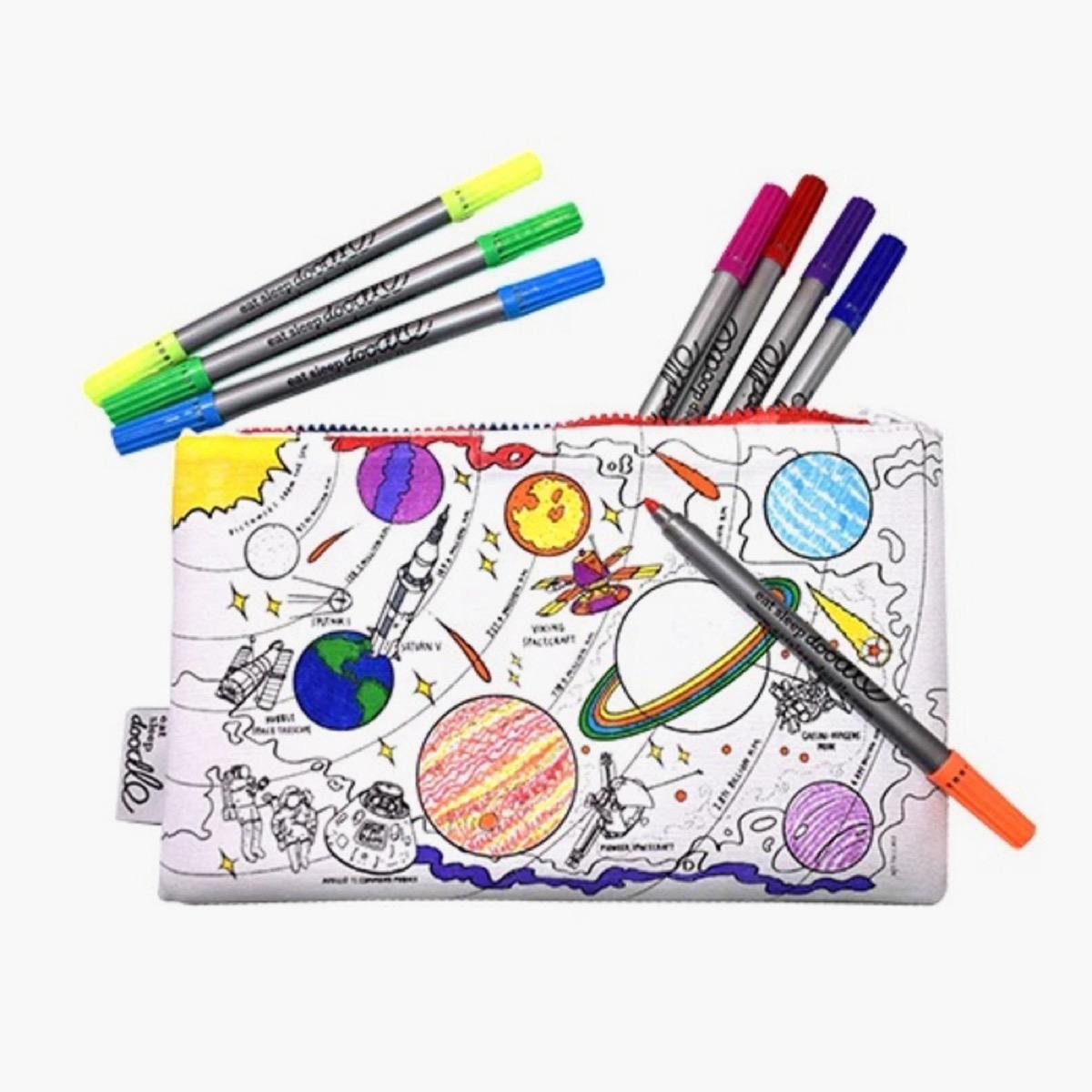 eatsleepdoodle Space Explorer Pencil Pouch and Washable Fabric Marker Set