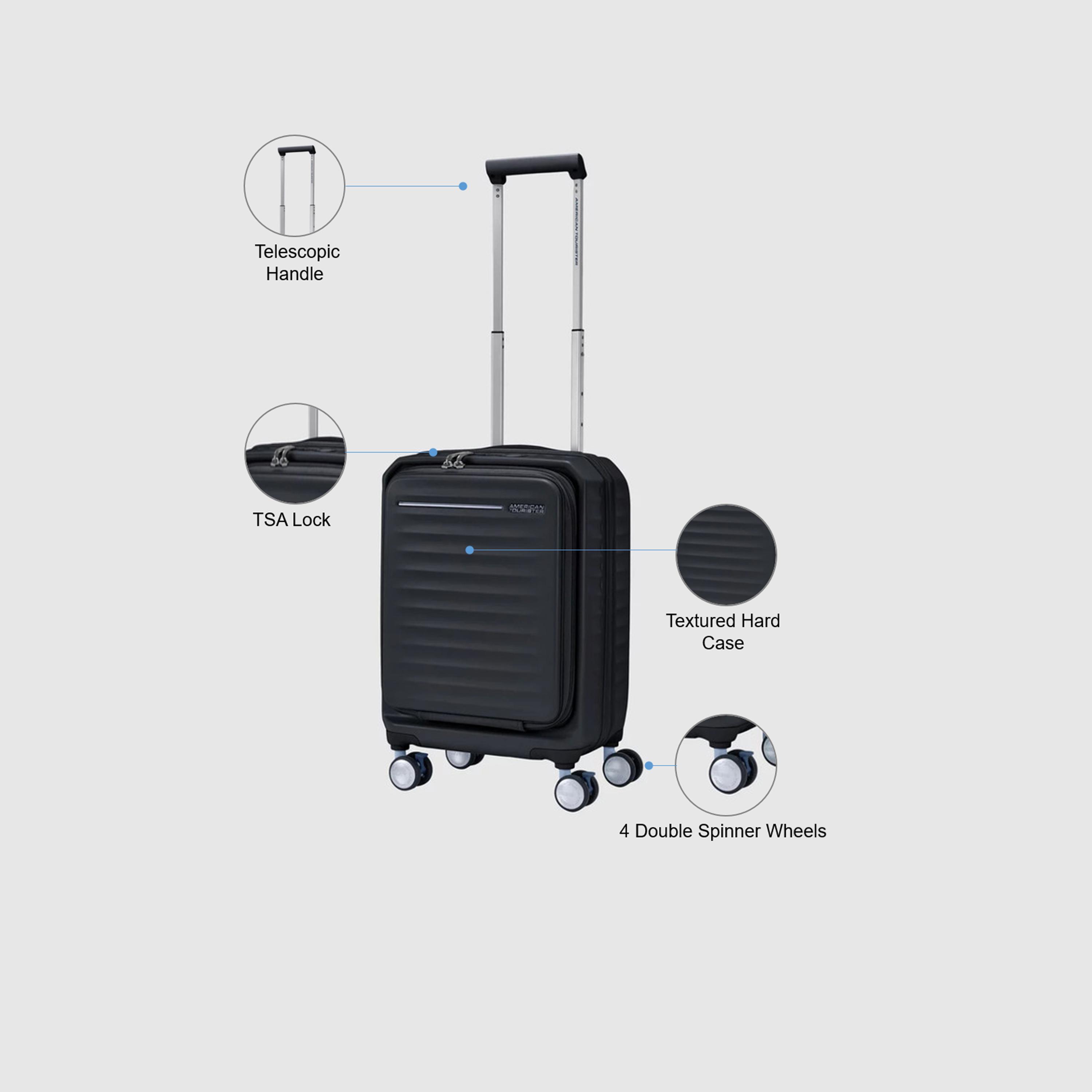 American Tourister Frontec 54 CM Small Cabin Polycarbonate with ABS Hard Sided 4-Wheeler Spinner Trolley Bag with TSA Lock-travel-luggagesandbags-luggage-image-3