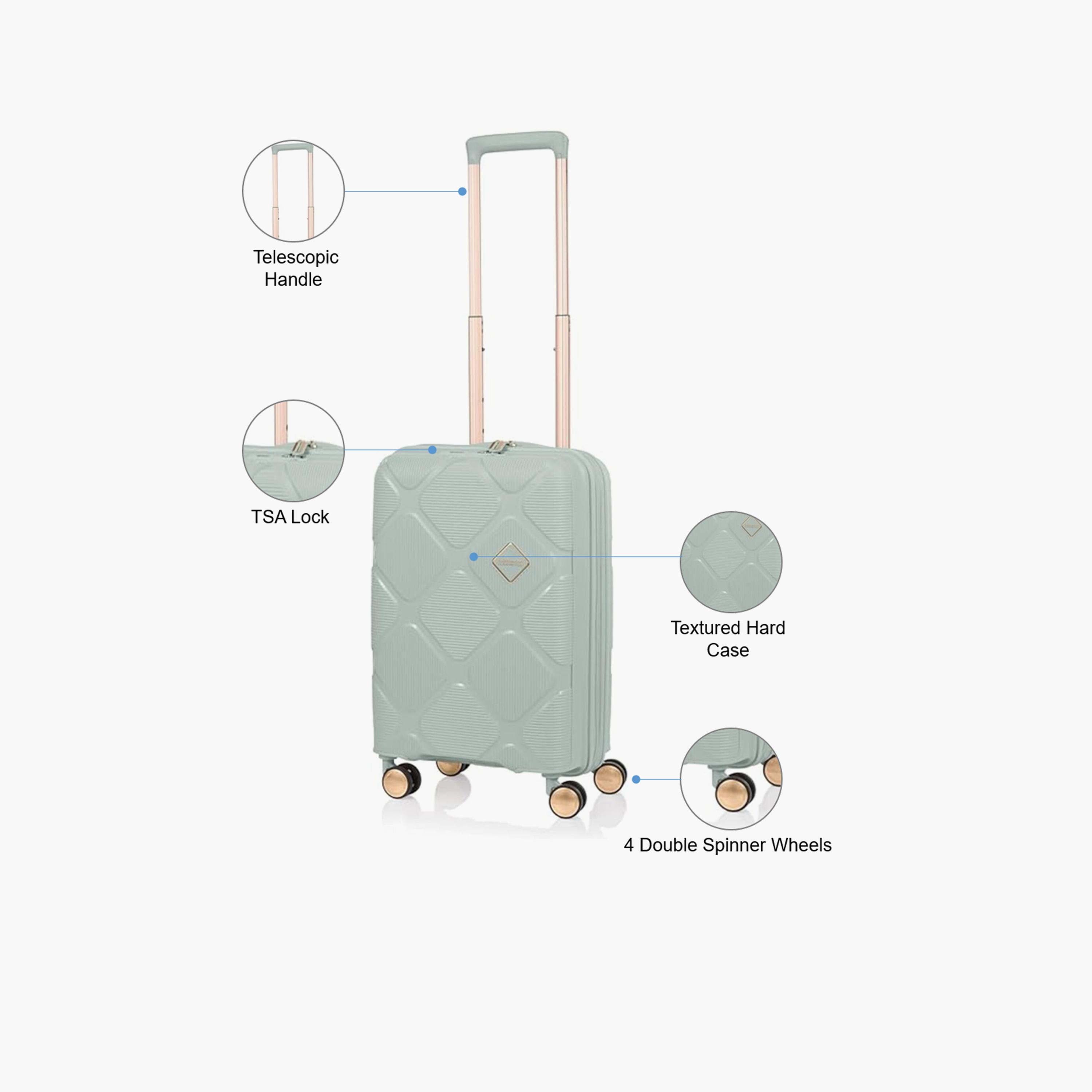 American Tourister Instagon 55 CM Small Cabin Polypropylene Hard Sided 4-Wheeler Spinner Trolley Bag with TSA Lock-travel-luggagesandbags-luggage-image-3