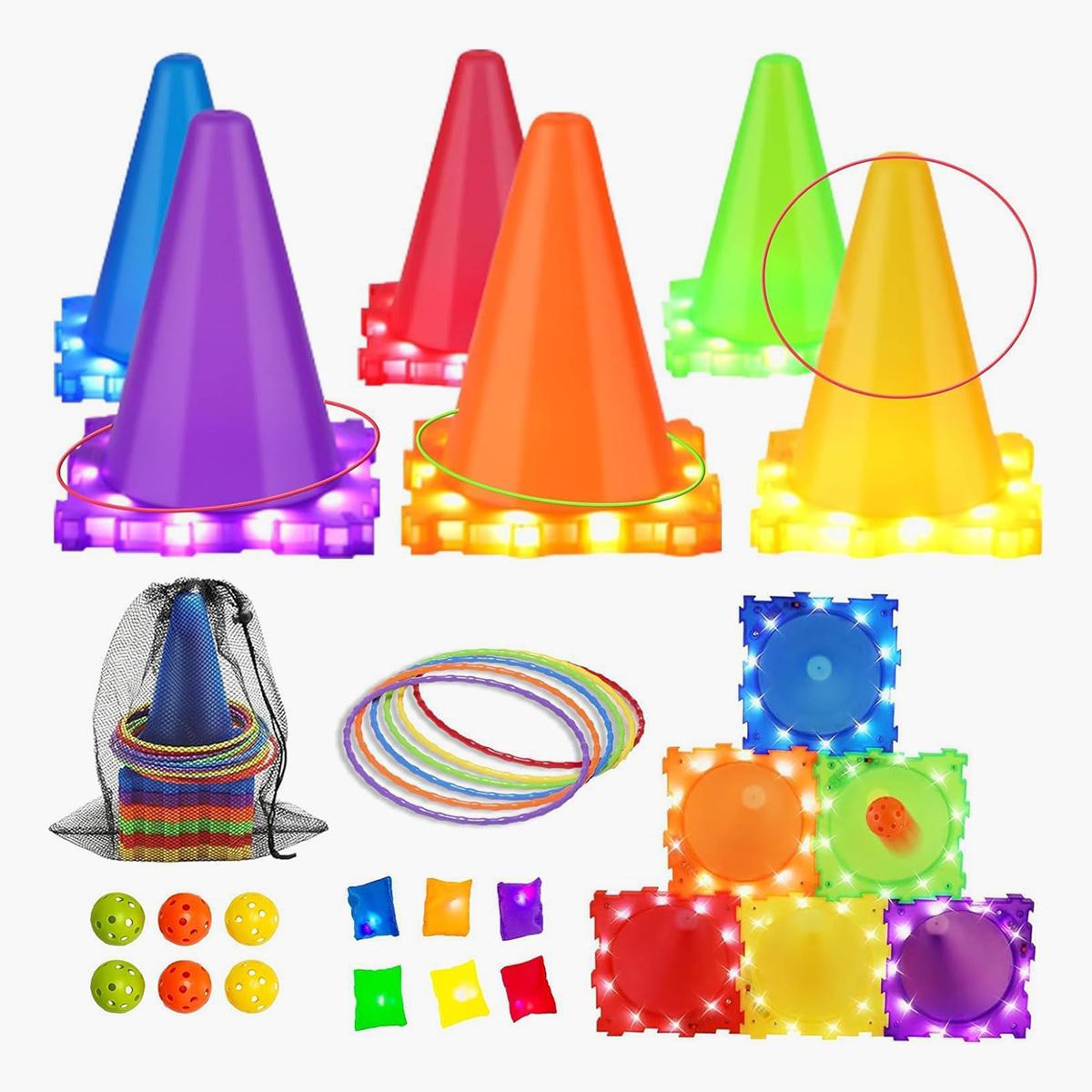 SNAPTRON 30-Piece 3-in-1 LED Ring Toss Game Set