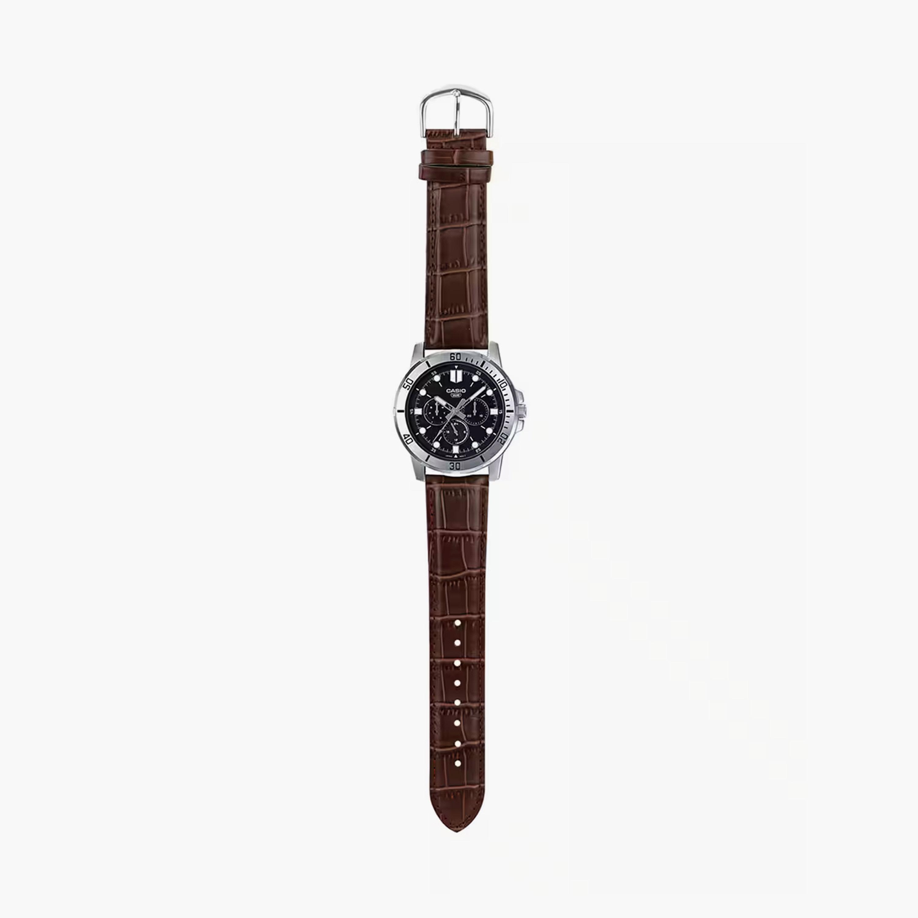 كاسيو- ساعة رجالية تناظرية سوار جلدي لون فضي  45 مم | MTP-VD300L-1EUDF-men-watchesandjewellery-watches-image-2