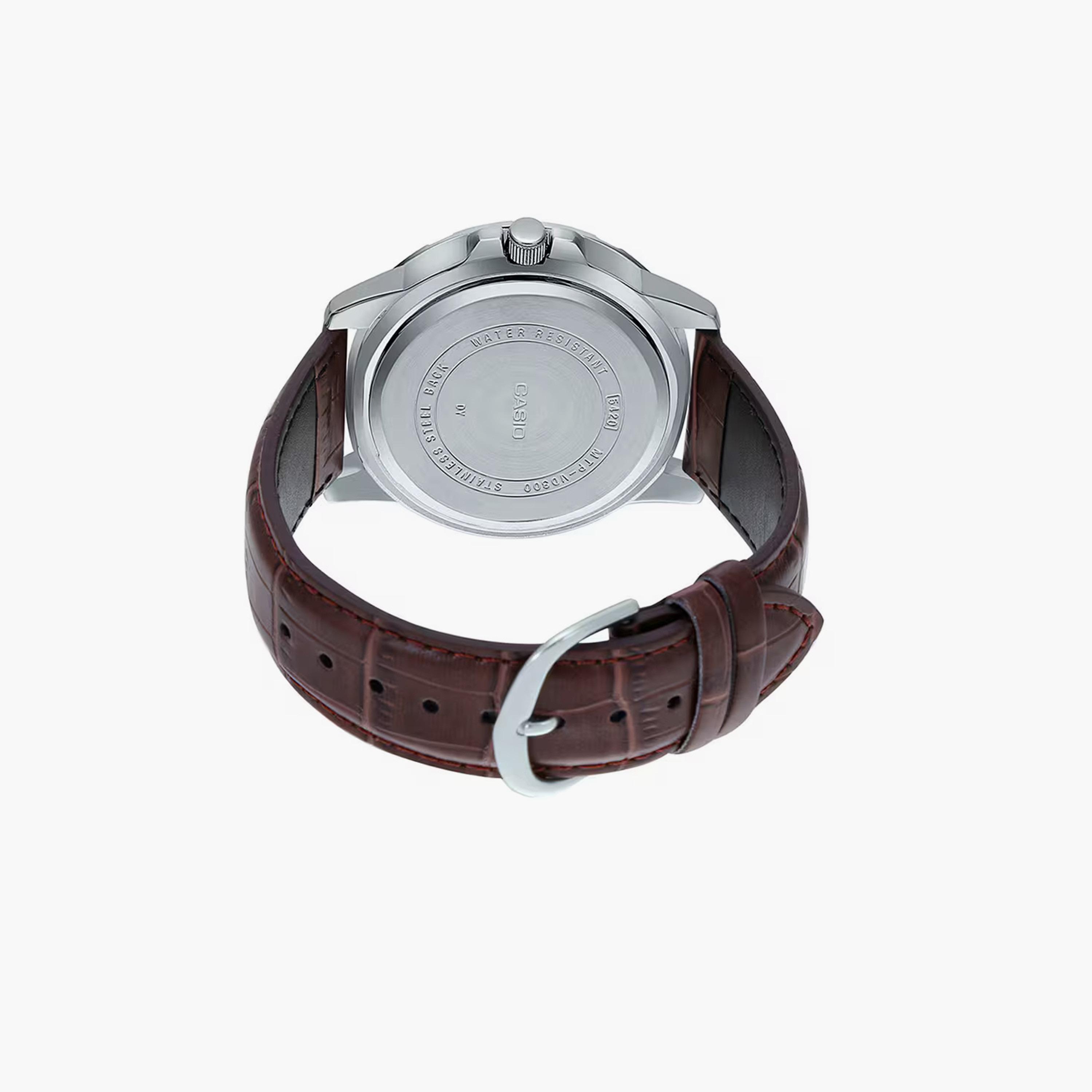 كاسيو- ساعة رجالية تناظرية سوار جلدي لون فضي  45 مم | MTP-VD300L-1EUDF-men-watchesandjewellery-watches-image-5