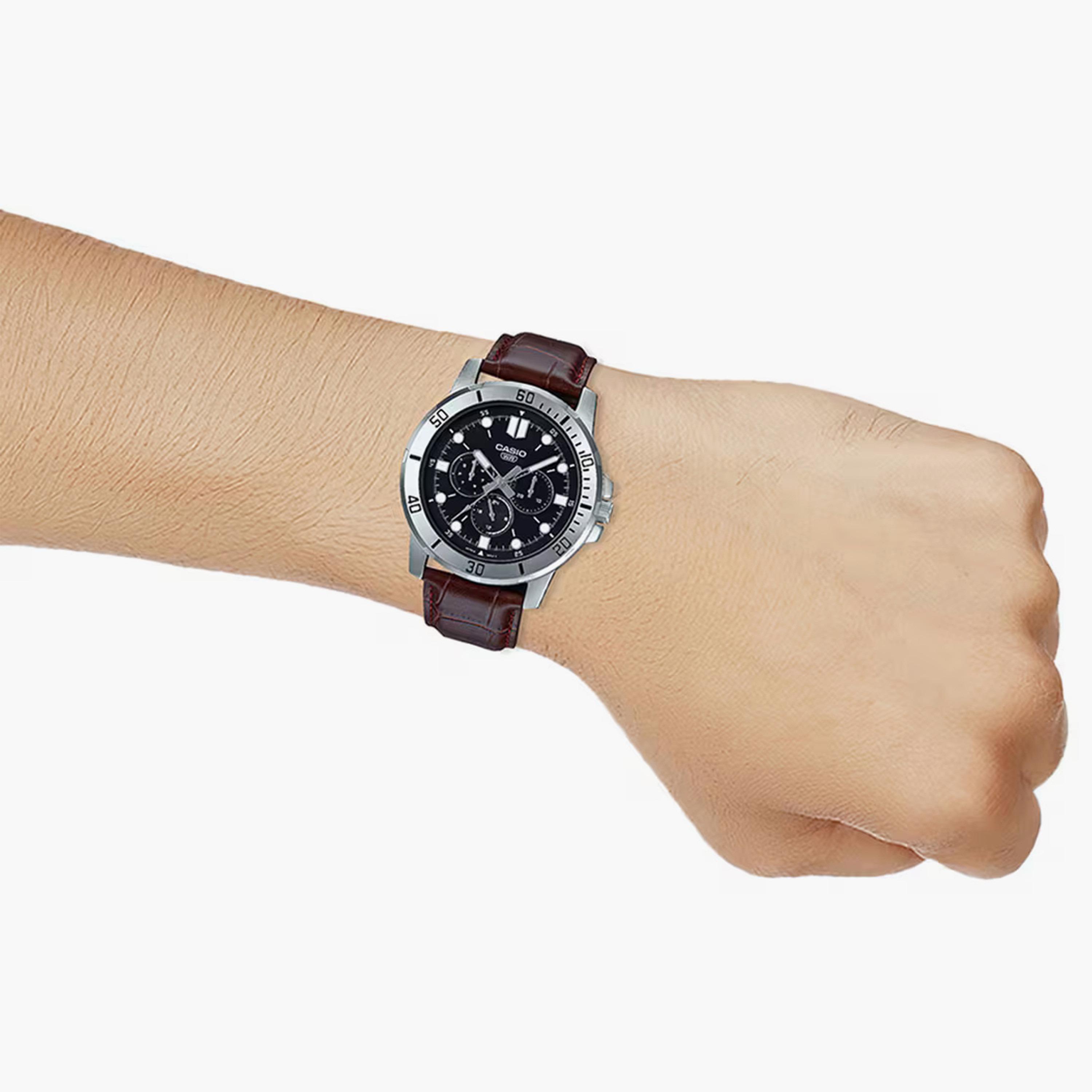 كاسيو- ساعة رجالية تناظرية سوار جلدي لون فضي  45 مم | MTP-VD300L-1EUDF-men-watchesandjewellery-watches-image-6