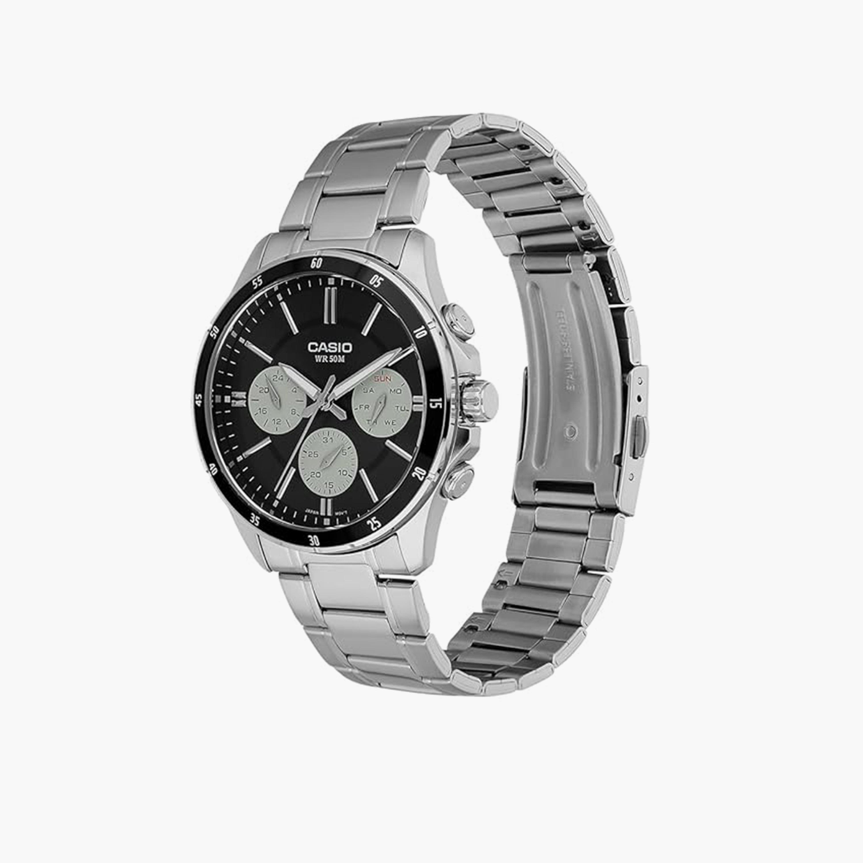 Casio Men's 43MM Silver Analog Stainless Steel Strap Watch | MTP-1374D-1A3VDF-men-watchesandjewellery-watches-image-2
