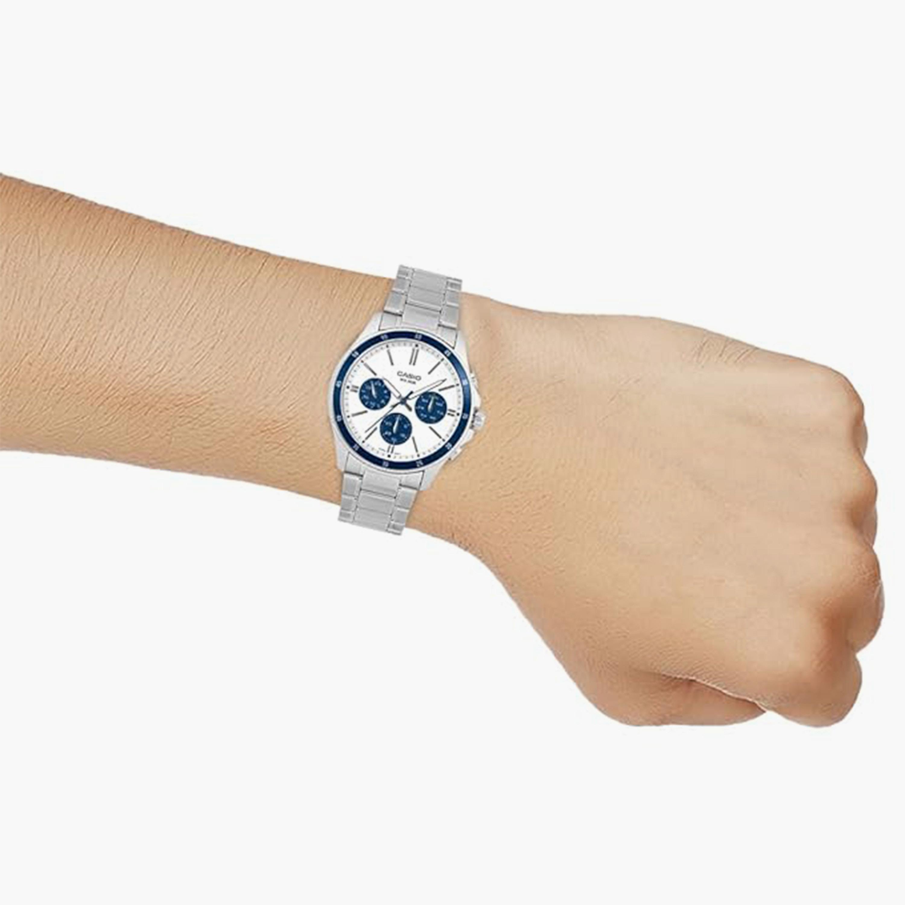 كاسيو- ساعة رجالية تناظرية حزام ستانلس ستيل لون فضي  43 مم | MTP-1374D-7A2VDF-men-watchesandjewellery-watches-image-6