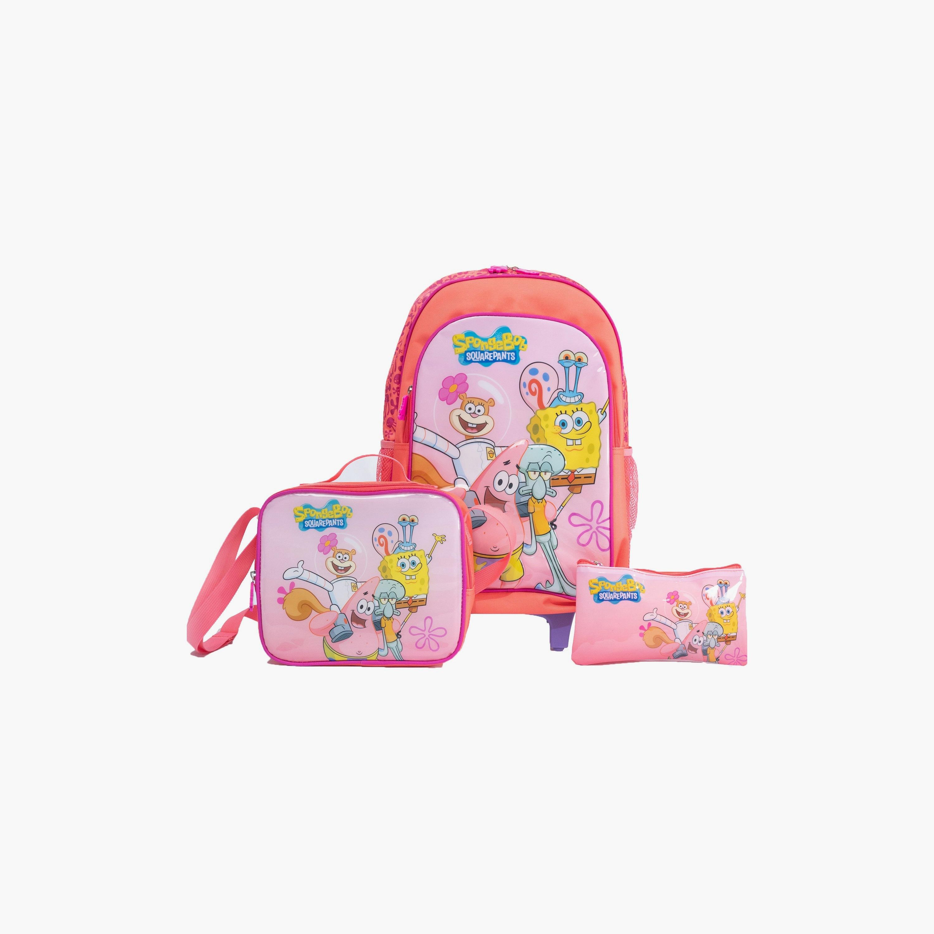 Sponge Bob 5- Piece Trolley Backpack Set - Orange - 18 Inch-school-bagsandbackpacks-trolleybags-image-1