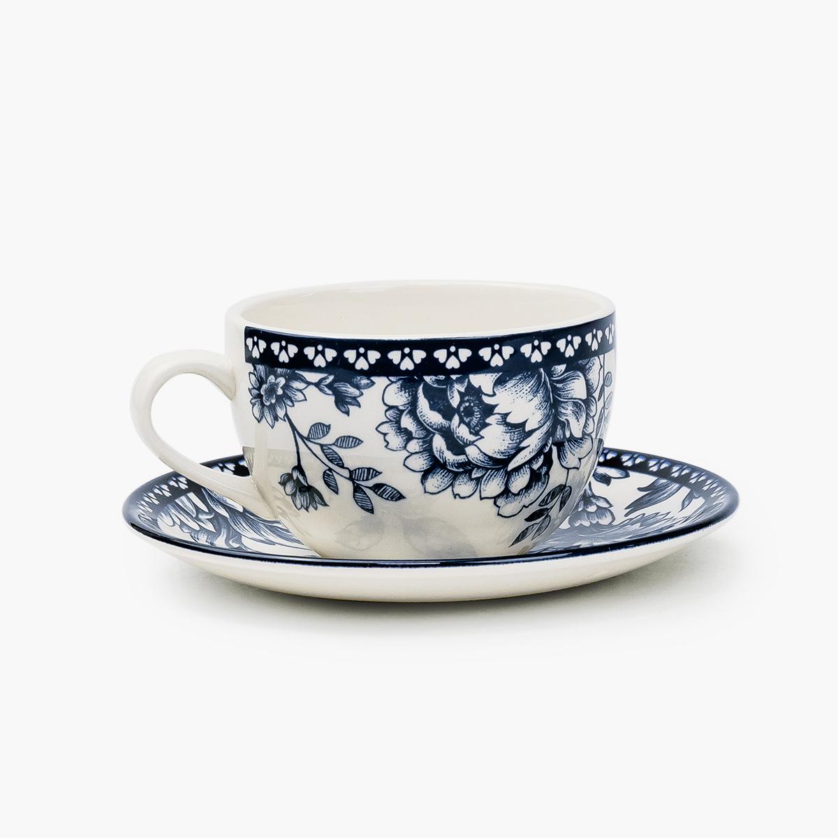 Cuisine Art Claytan Rhapsody 4-Piece Ceramic Cup and Saucer Set - 240 ml