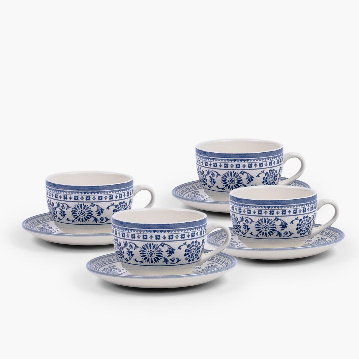 Claytan Plethora 8-Piece Porcelain Cup and Saucer Set - 240 ml, Serves 4