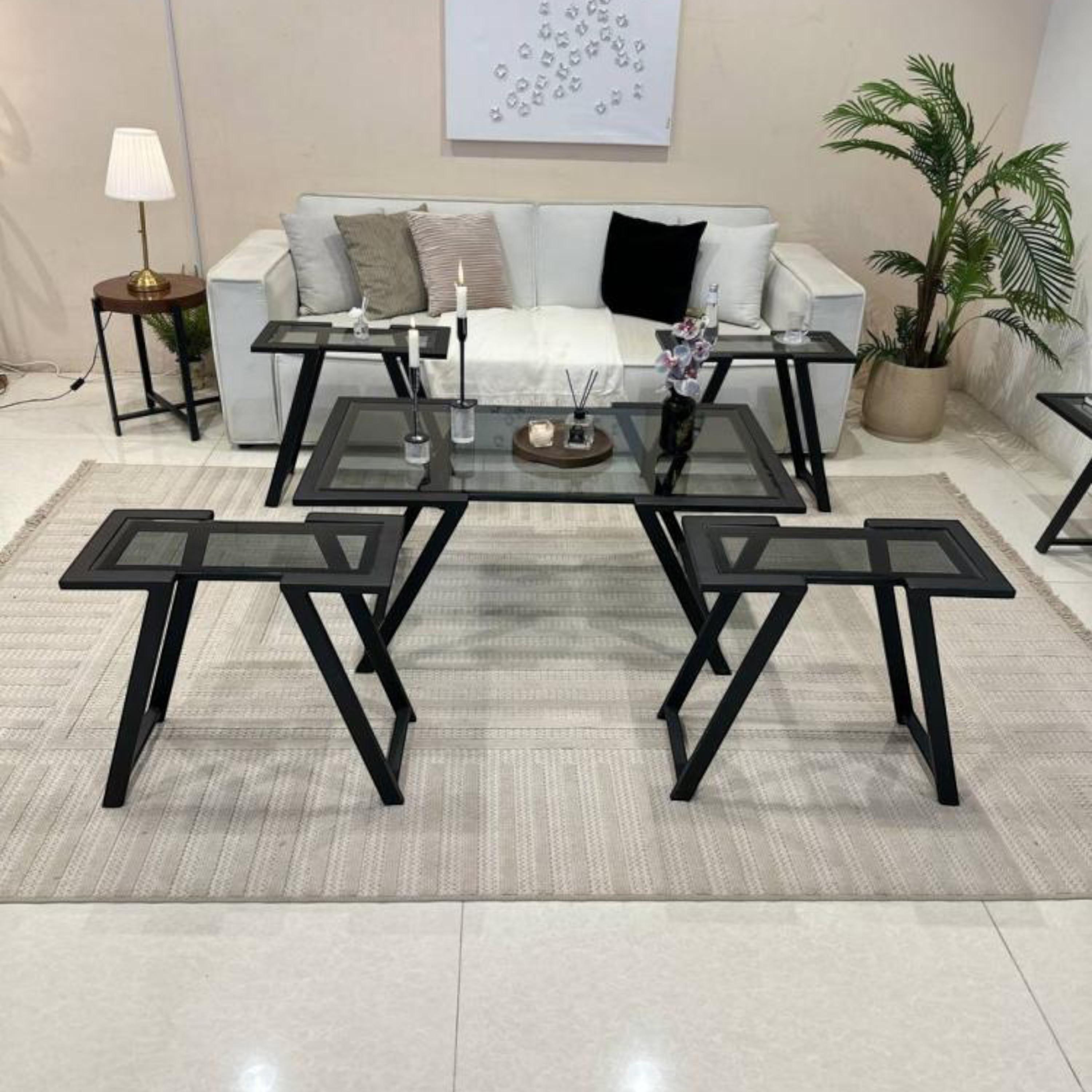 Glass Top 5-Piece Table Set-furniture-livingroom-coffeetables-image-1