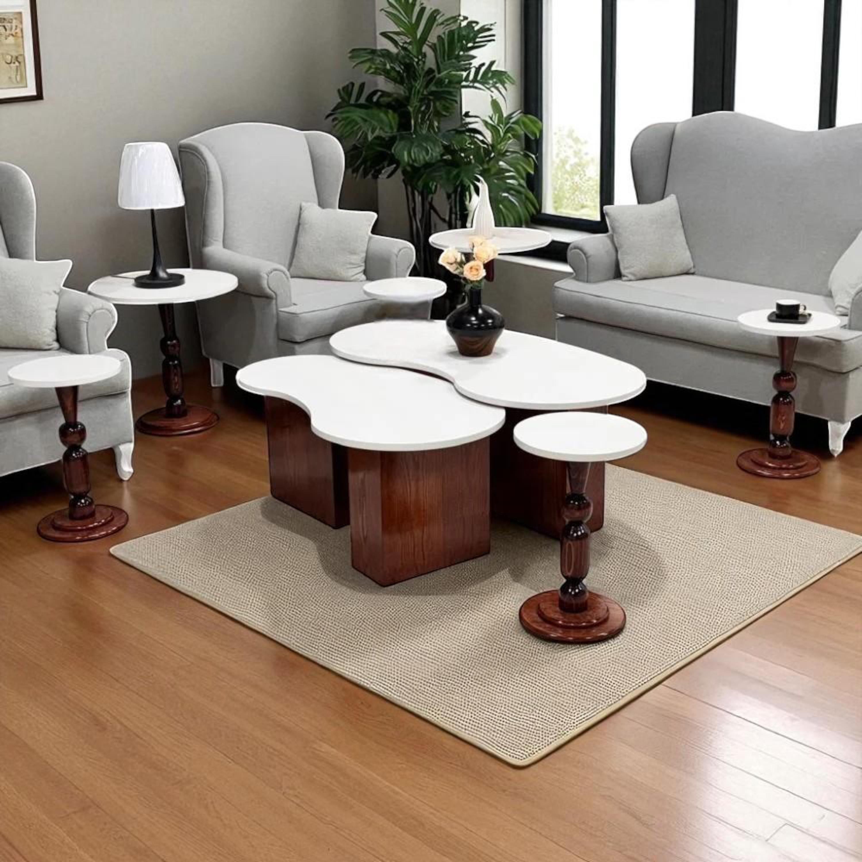 Wooden Top 6-Piece Table Set-furniture-livingroom-coffeetables-image-1