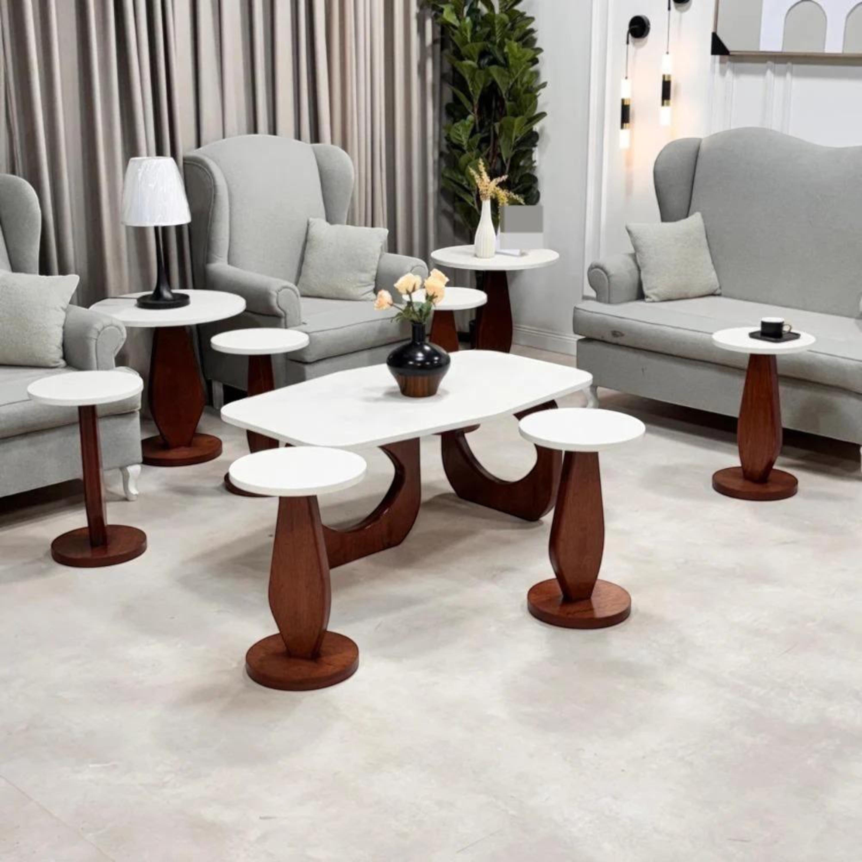 Wooden Top 7-Piece Coffee Table and Side Table Set-furniture-livingroom-coffeetables-image-1