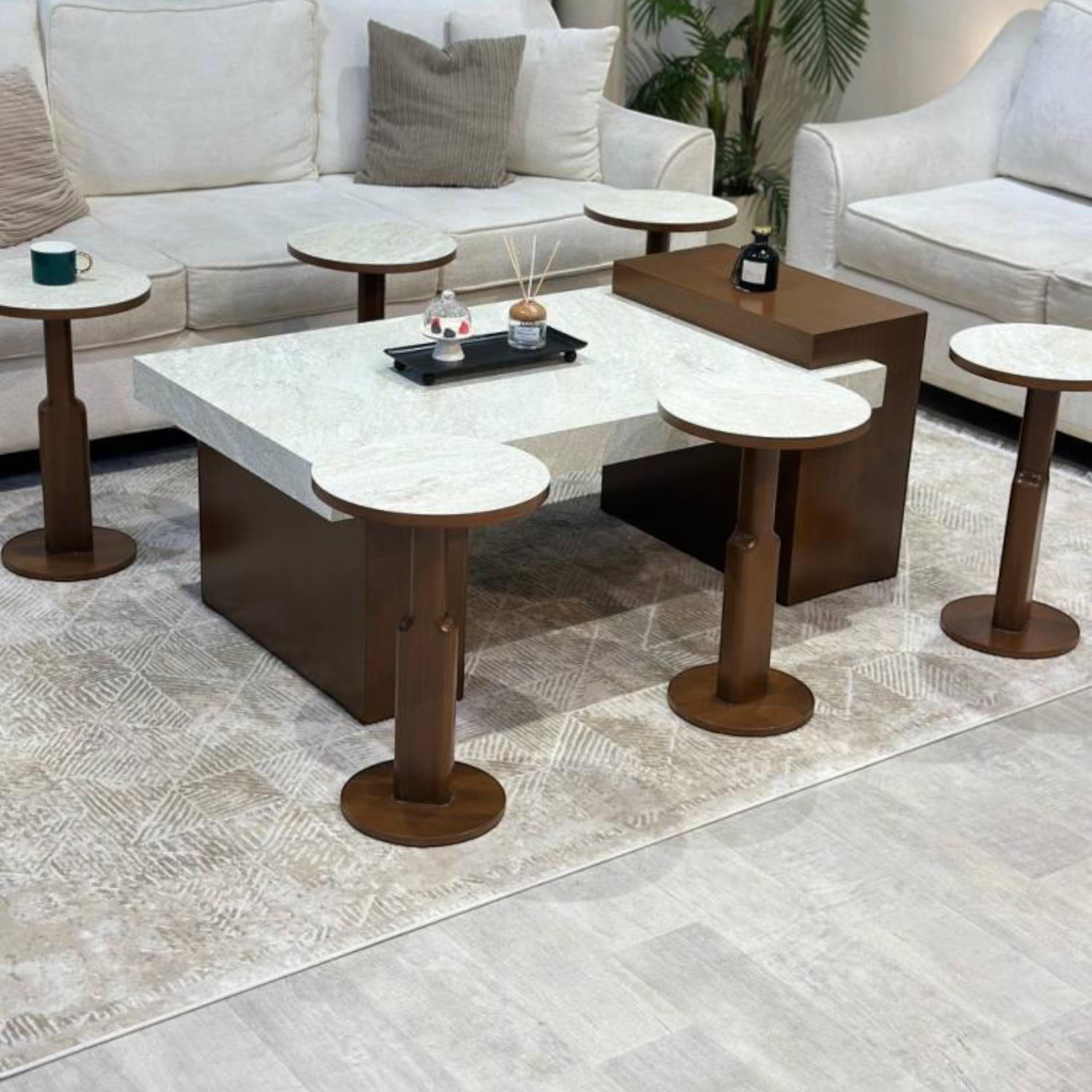 Wooden Top 7-Piece Coffee Table and Side Table Set-furniture-livingroom-coffeetables-image-1