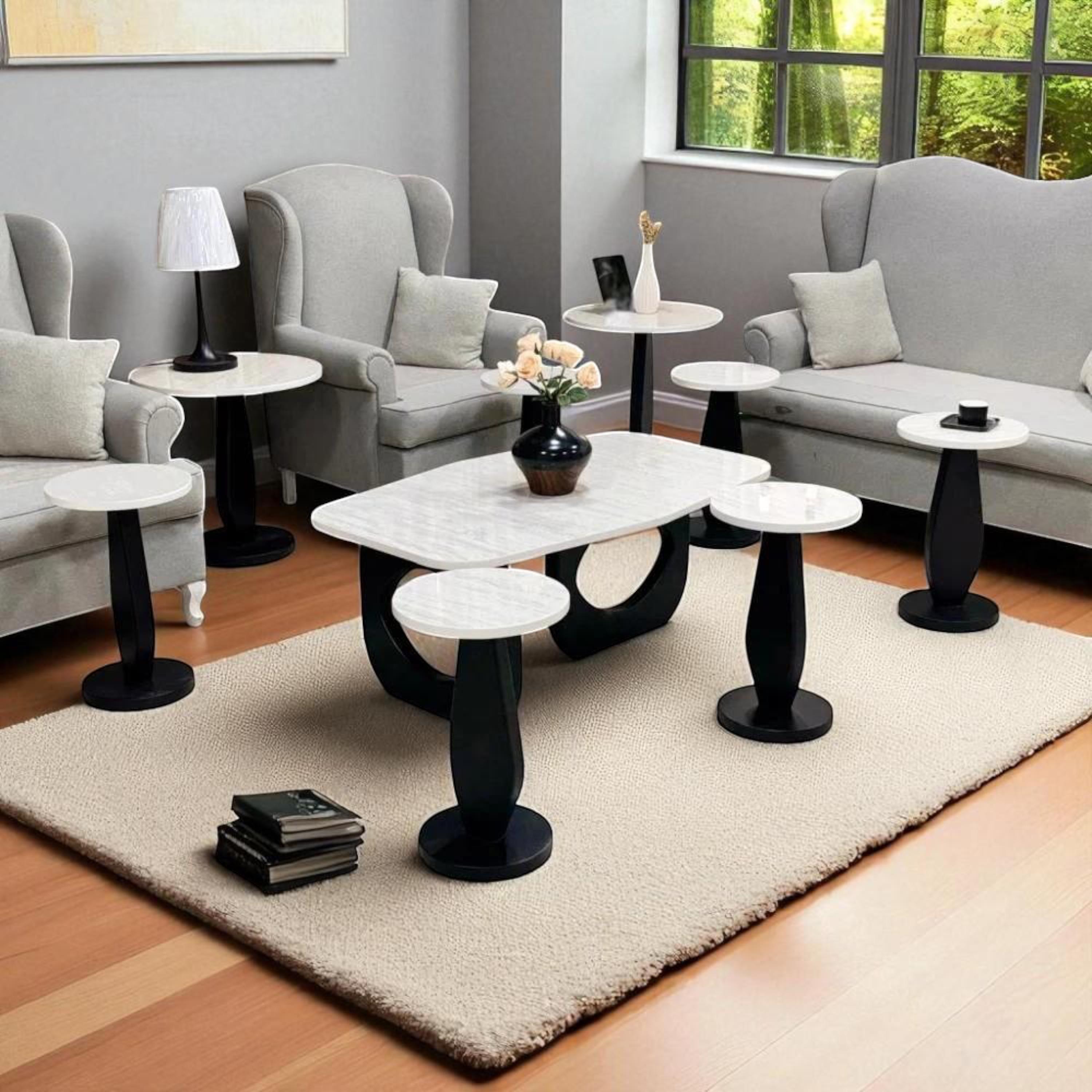 Wooden Top 7-Piece Coffee Table and Side Table Set-furniture-livingroom-coffeetables-image-2