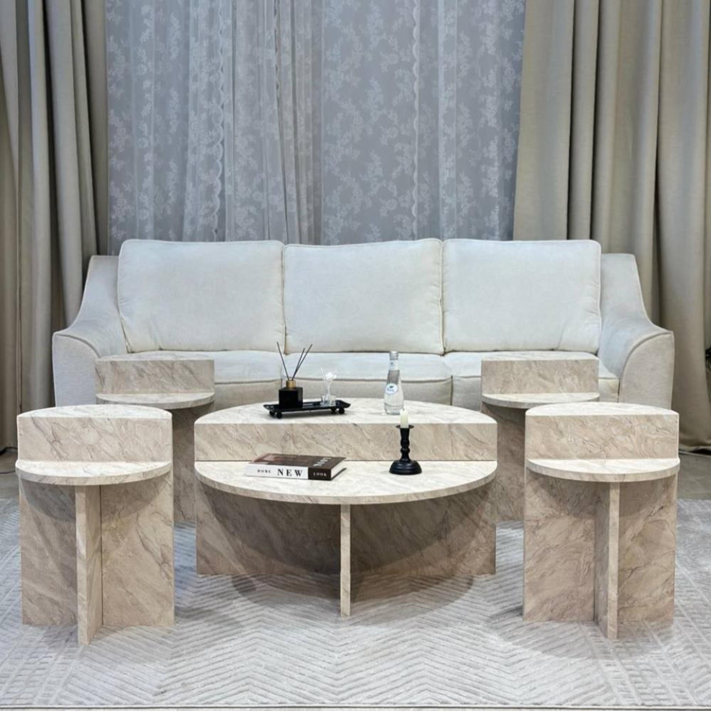Wooden Top 5-Piece Coffee Table and Side Table Set-furniture-livingroom-coffeetables-image-1