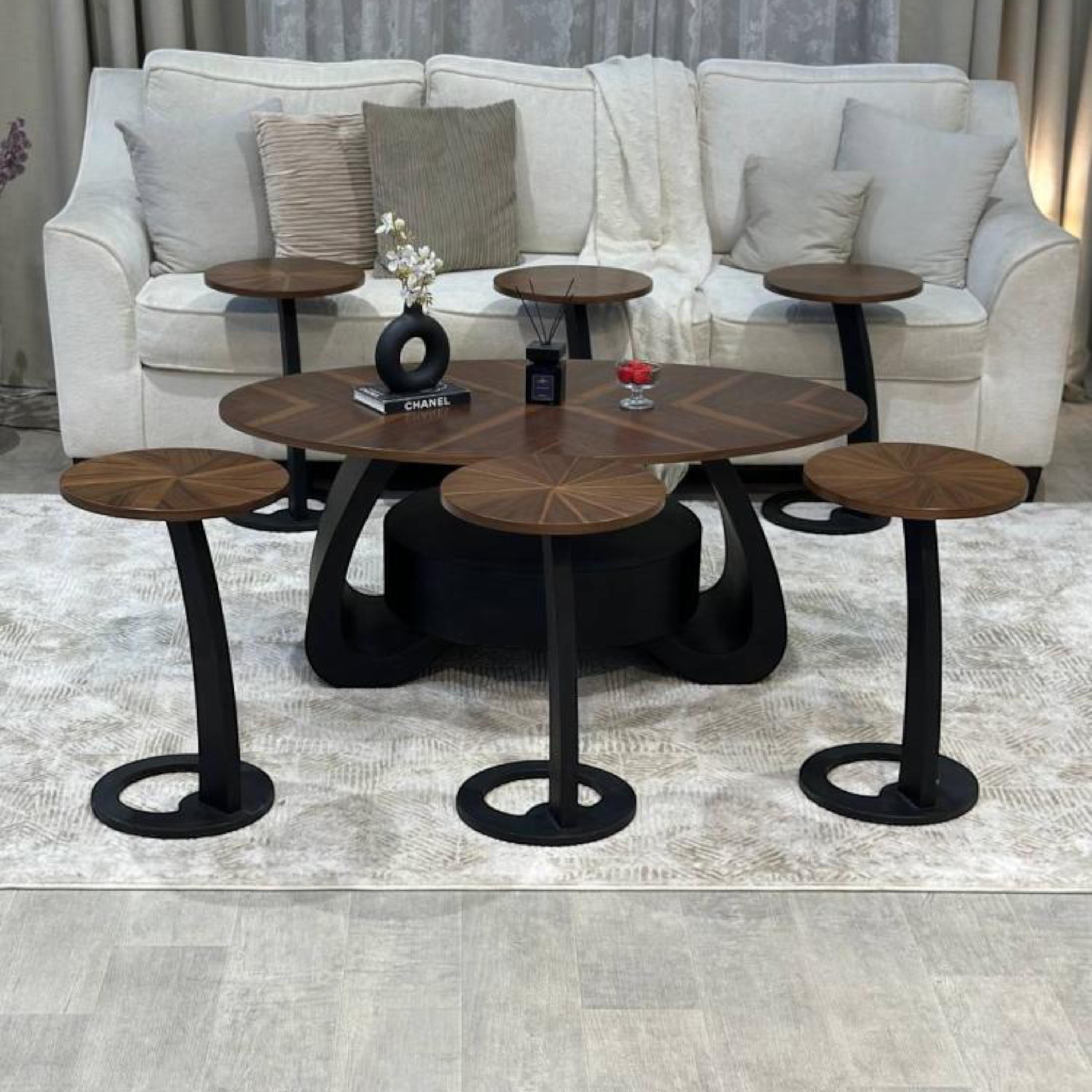 Wooden Top 7-Piece Coffee Table and Side Table Set-furniture-livingroom-coffeetables-image-1