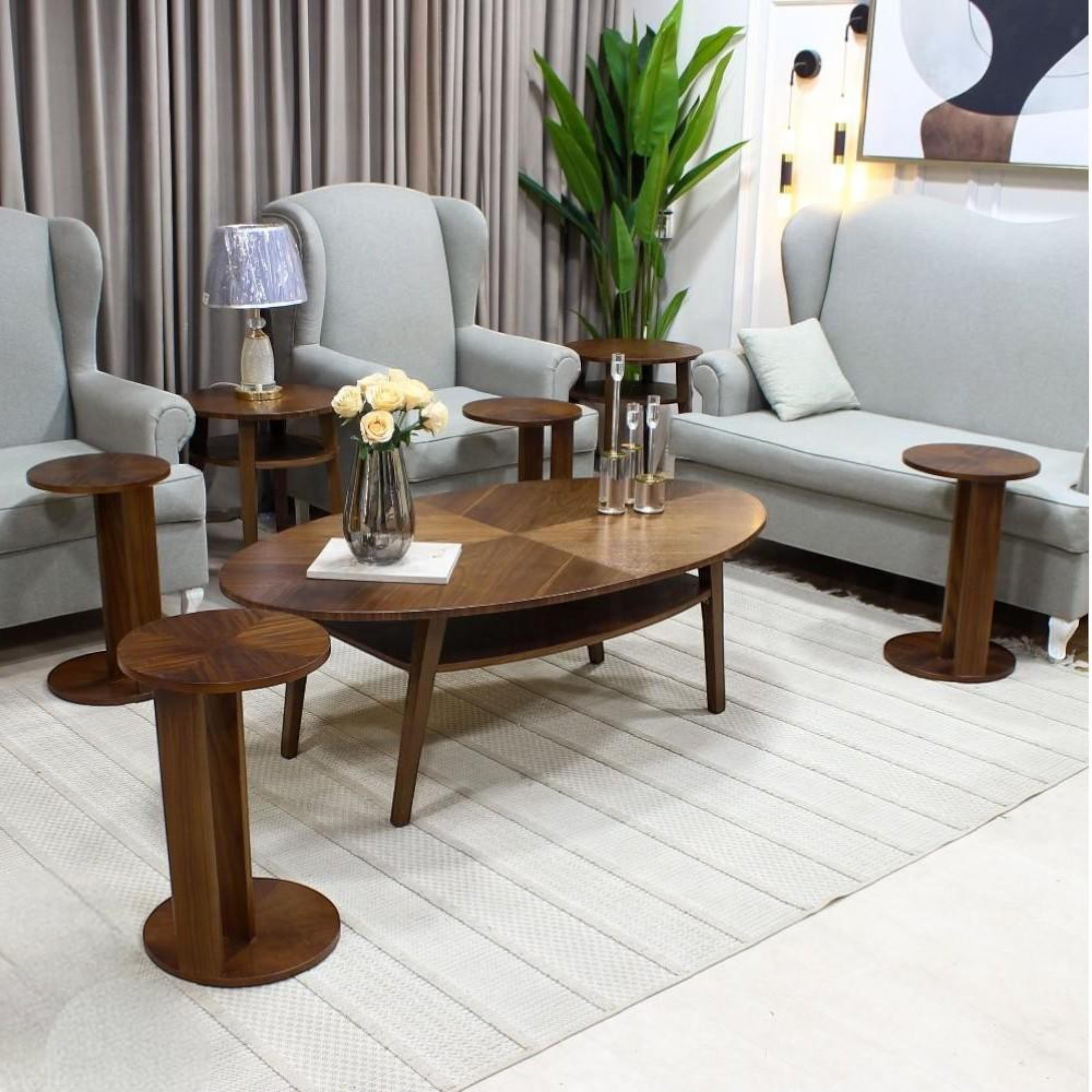 Wooden Top 5-Piece Coffee Table and Side Table Set-furniture-livingroom-coffeetables-image-1