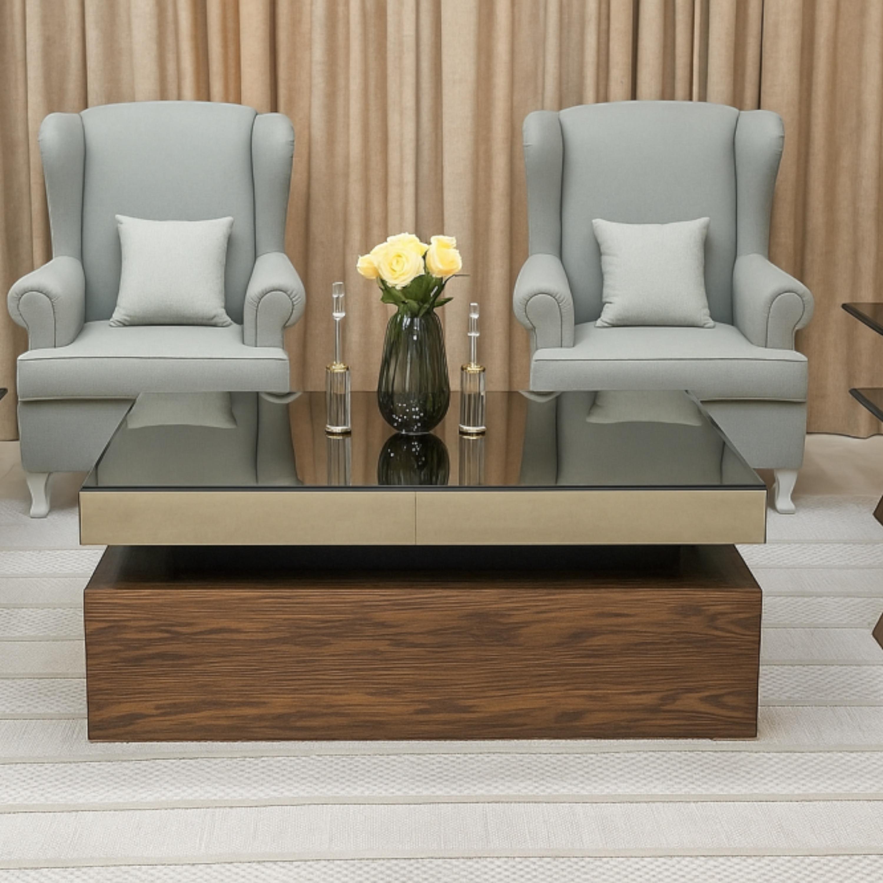 Glass Top 5-Piece Coffee Table and Side Table Set-furniture-livingroom-coffeetables-image-1