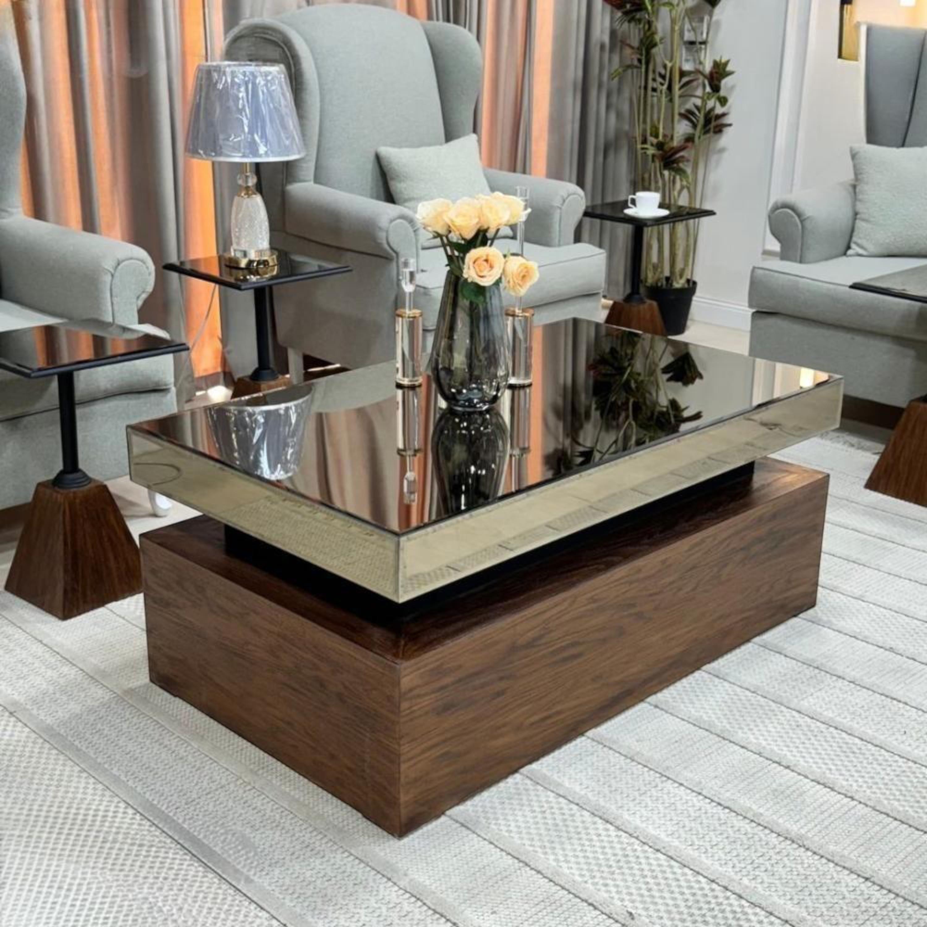 Glass Top 5-Piece Coffee Table and Side Table Set-furniture-livingroom-coffeetables-image-3