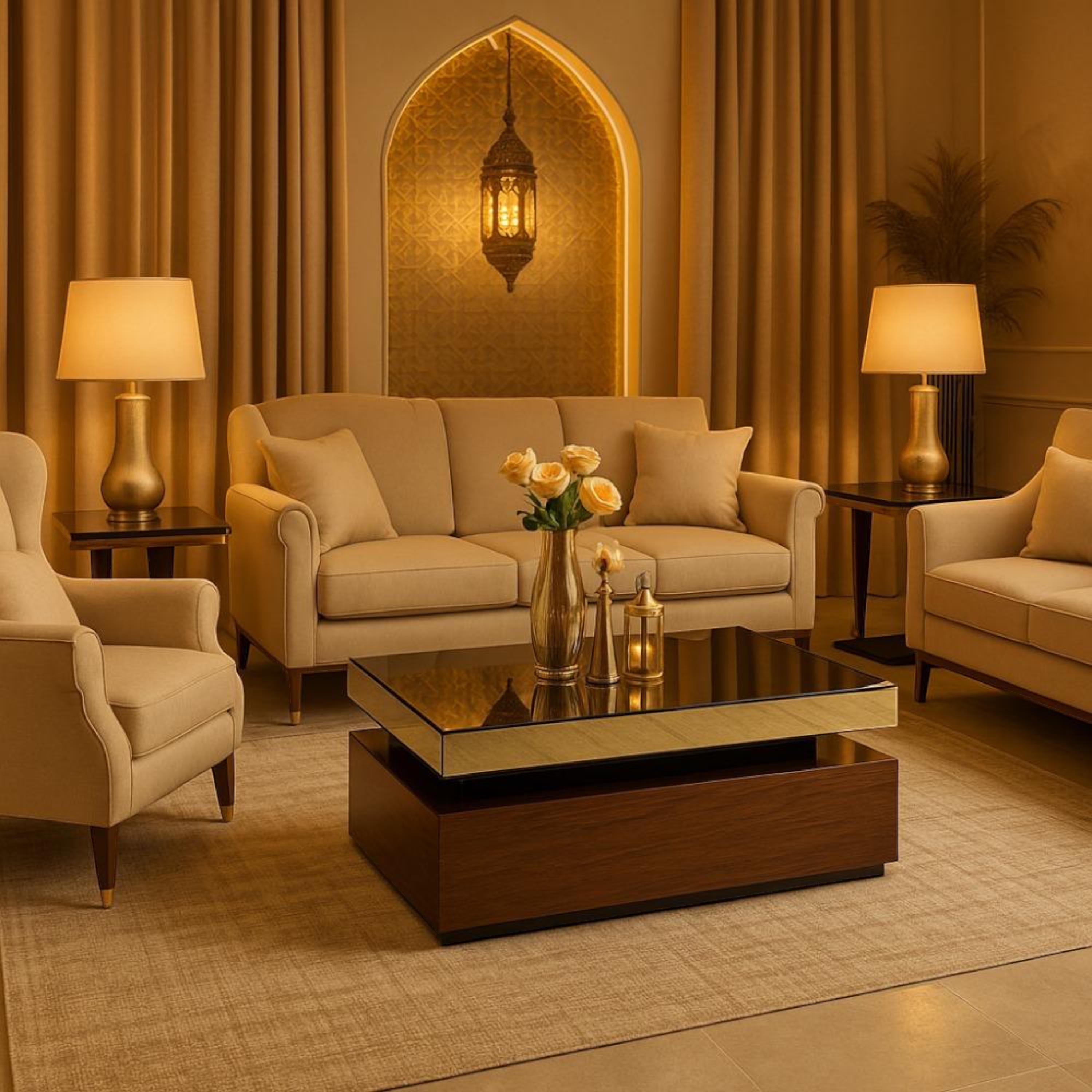 Glass Top 5-Piece Coffee Table and Side Table Set-furniture-livingroom-coffeetables-image-4