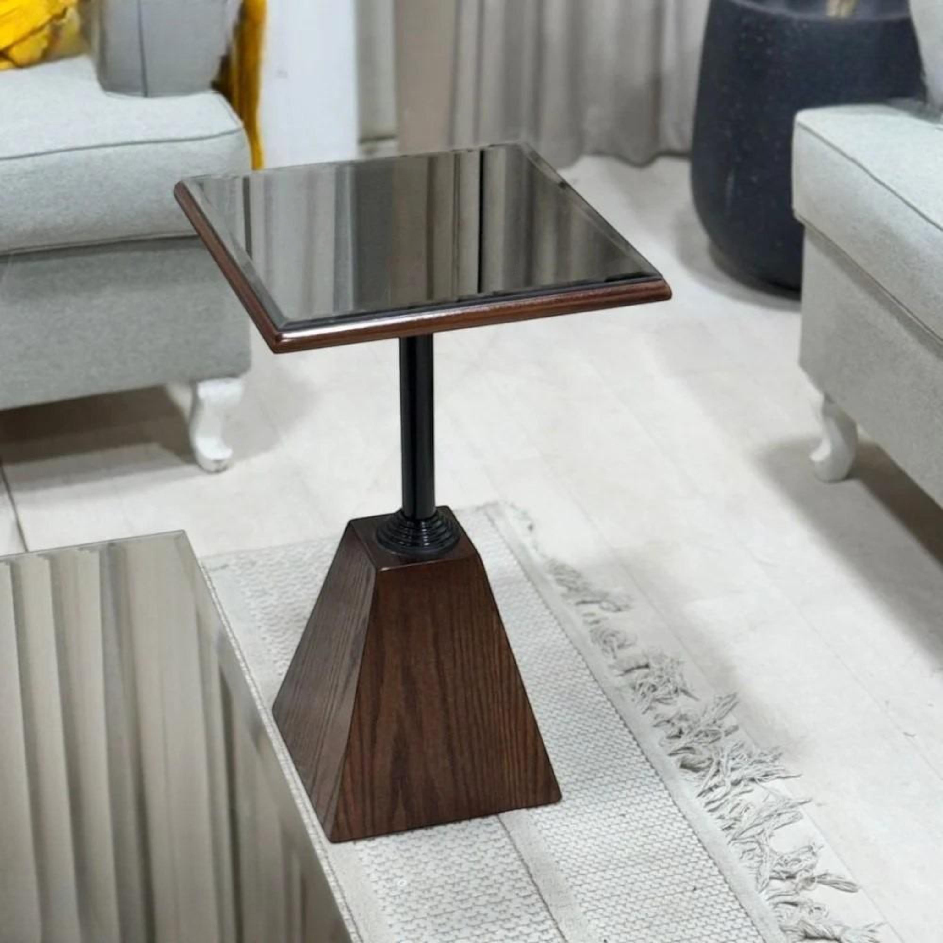 Mirror Top Pedestal Side Table - 35x35x55 cms-furniture-livingroom-sideandendtables-image-1
