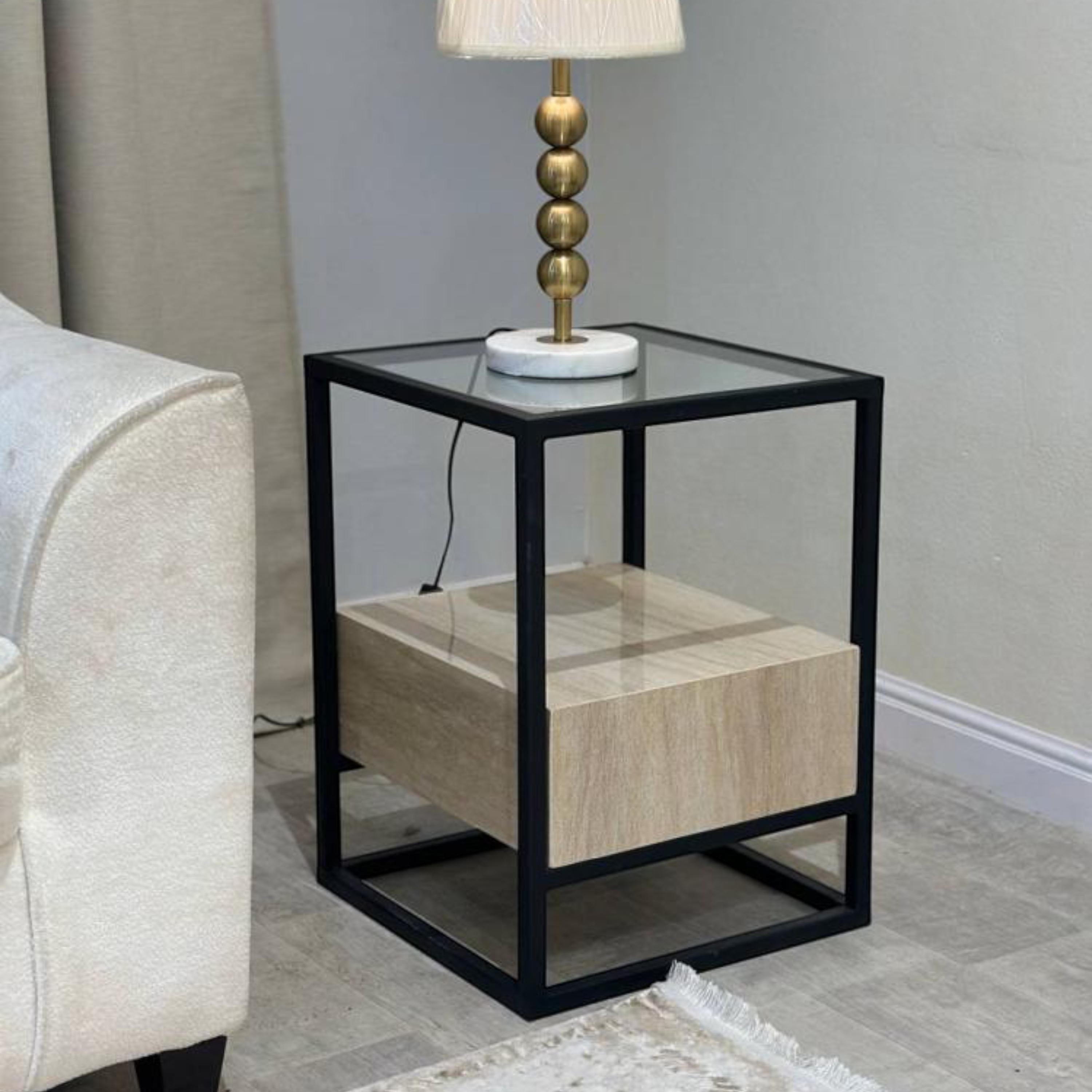 Glass Top Side Table - 40x40x55 cms-furniture-livingroom-sideandendtables-image-1