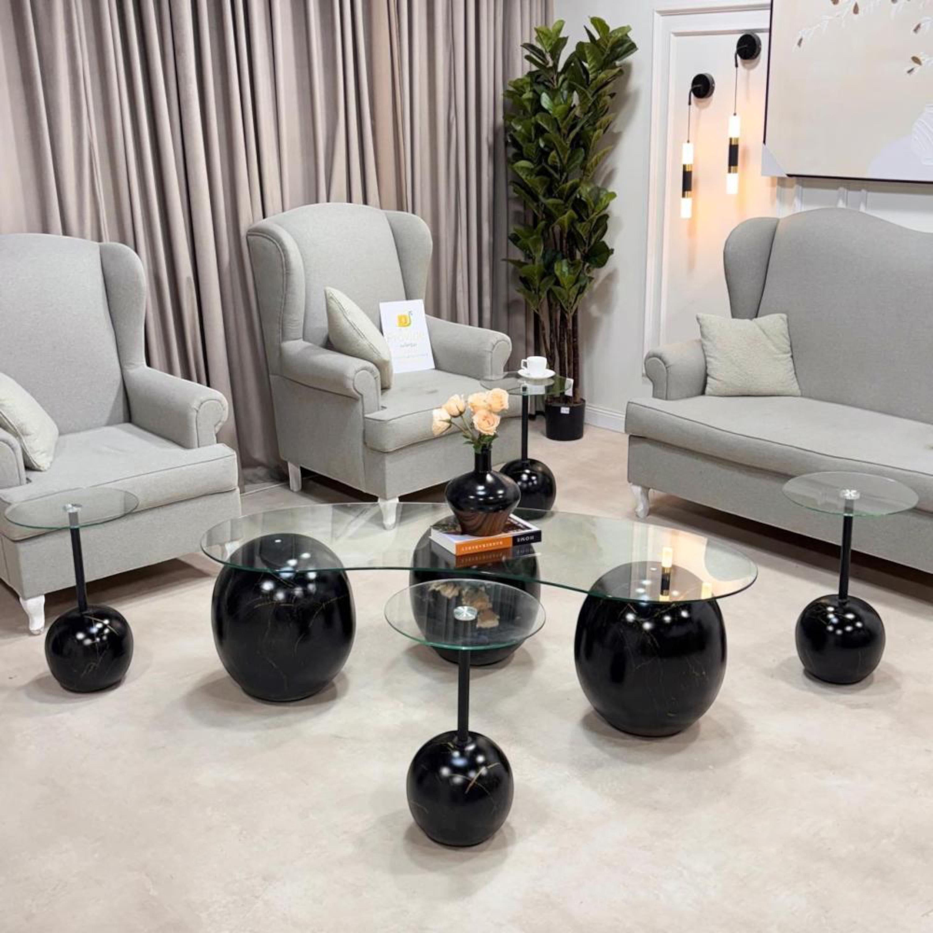 Glass Top 5-Piece Table Set-furniture-livingroom-coffeetables-image-1