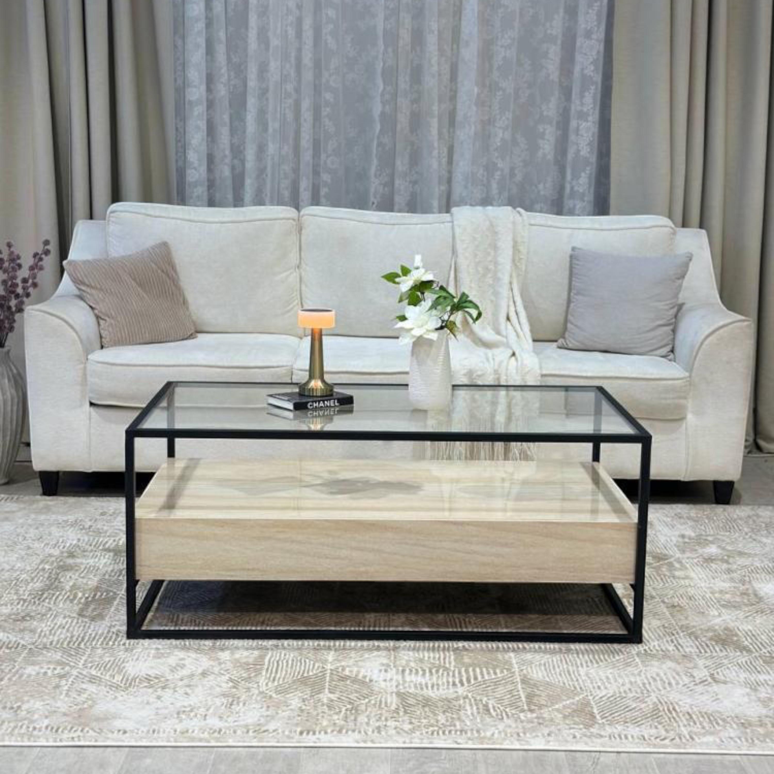 Glass Top 5-Piece Coffee Table and Side Table Set-furniture-livingroom-coffeetables-image-3