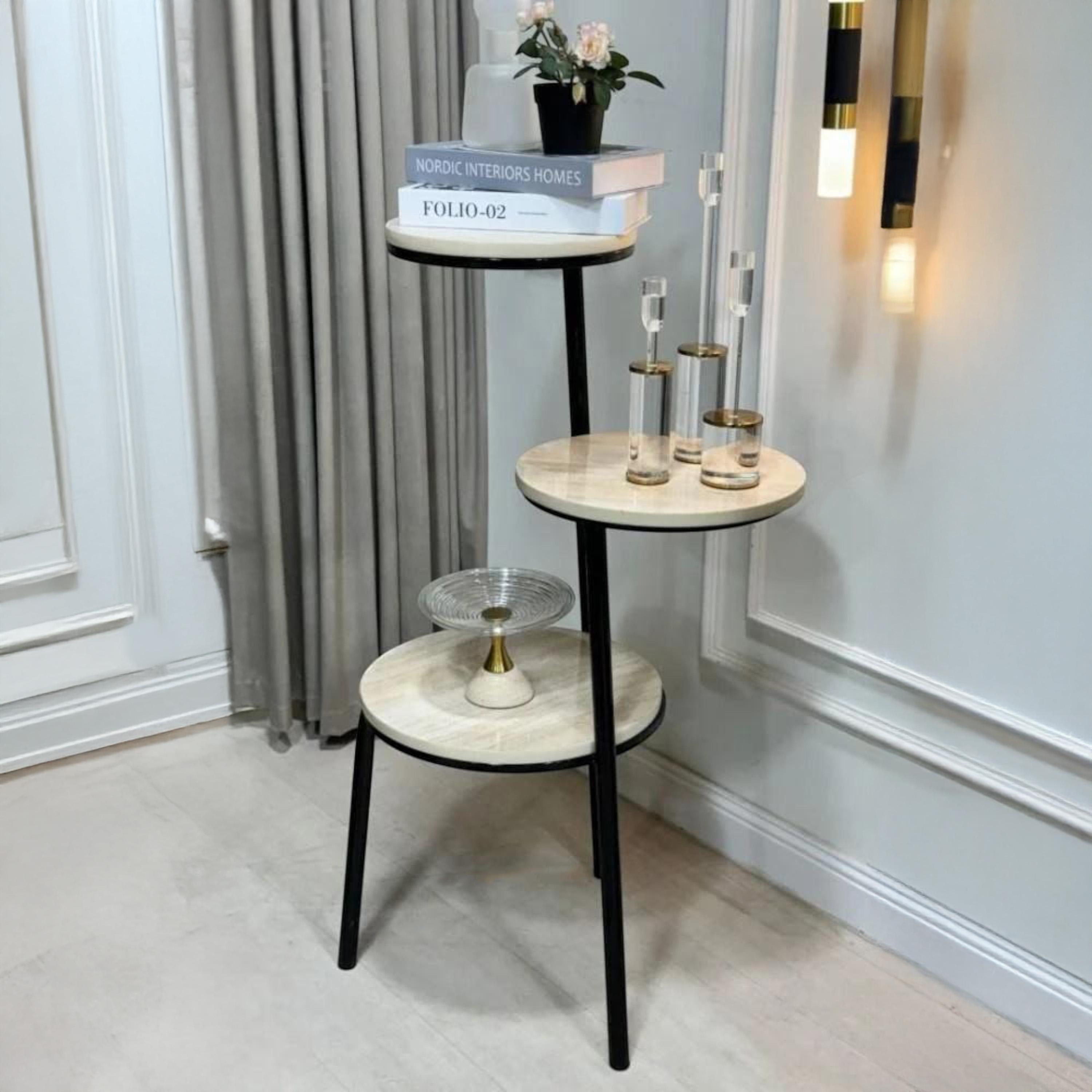 Wooden Top 3-Tier Side Table - 46x46x90 cms-furniture-livingroom-sideandendtables-image-2