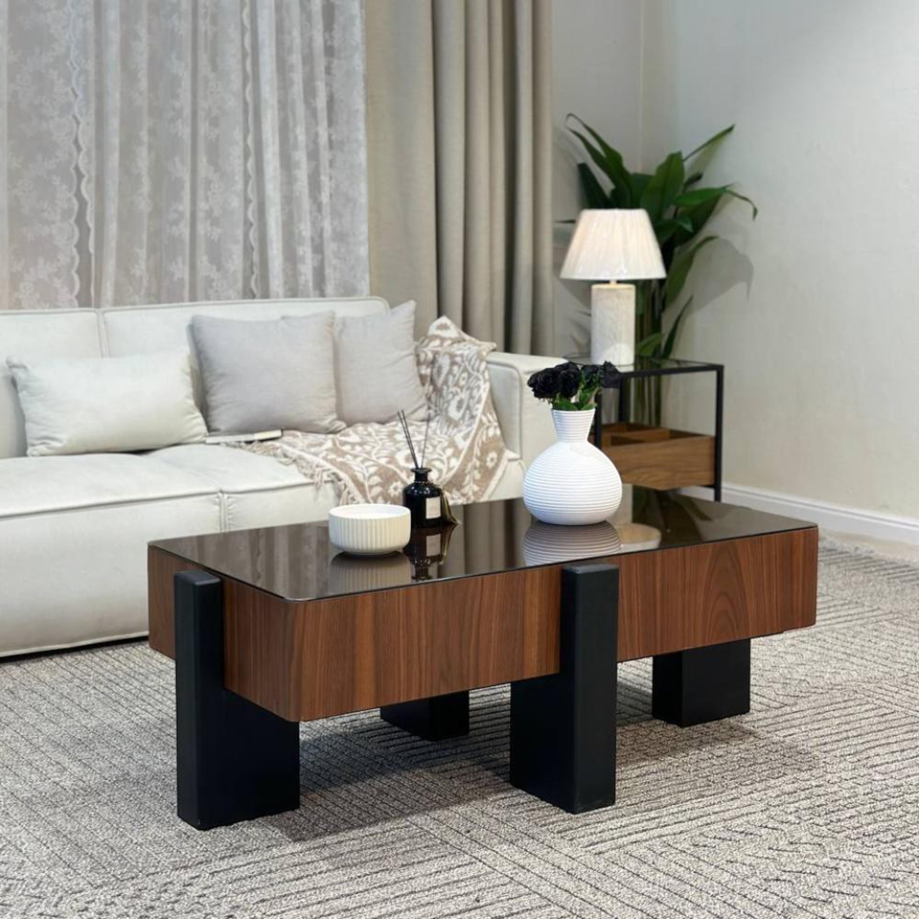 Glass Top Coffee Table - 120x60x45 cms-furniture-livingroom-coffeetables-image-2