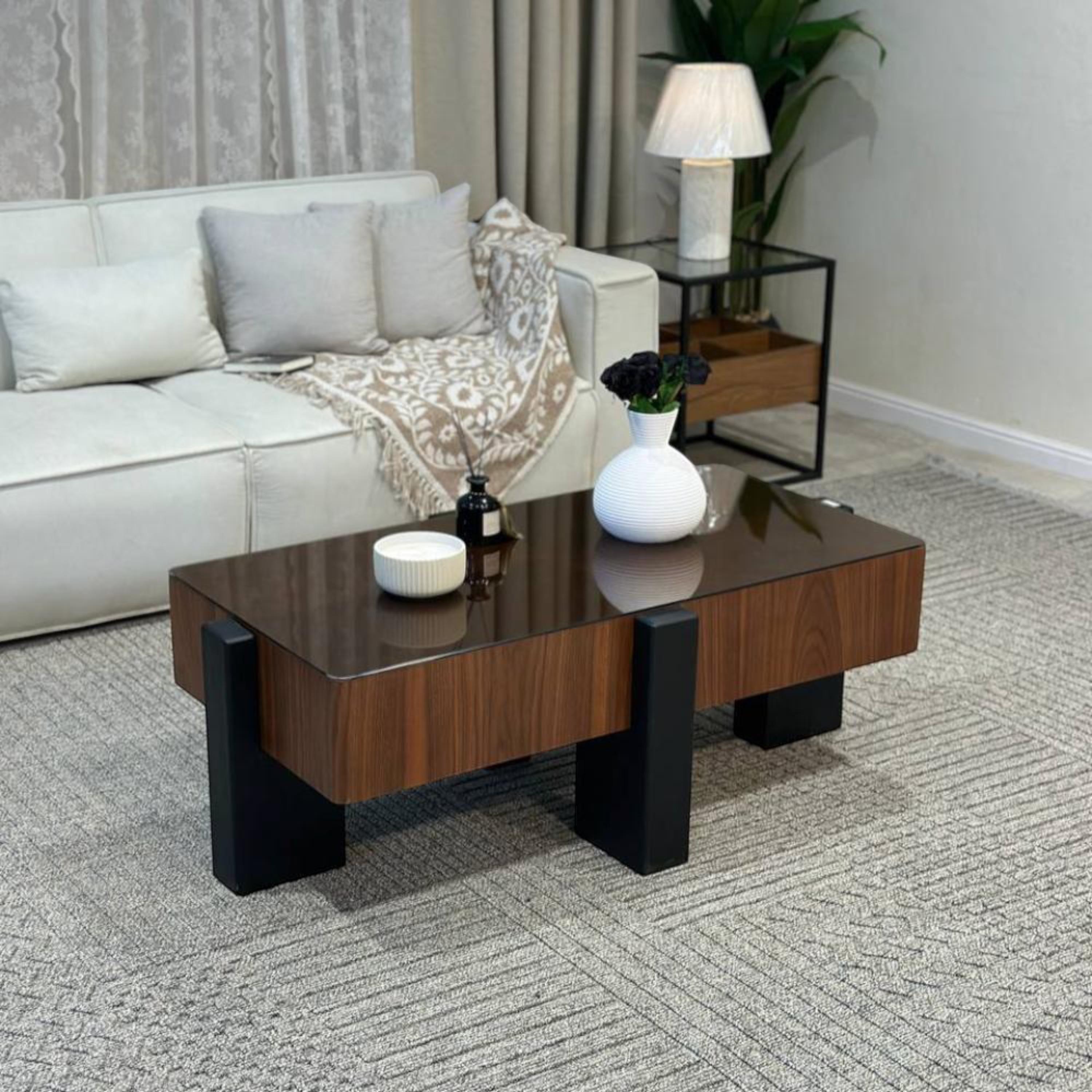 Glass Top Coffee Table - 120x60x45 cms-furniture-livingroom-coffeetables-image-3
