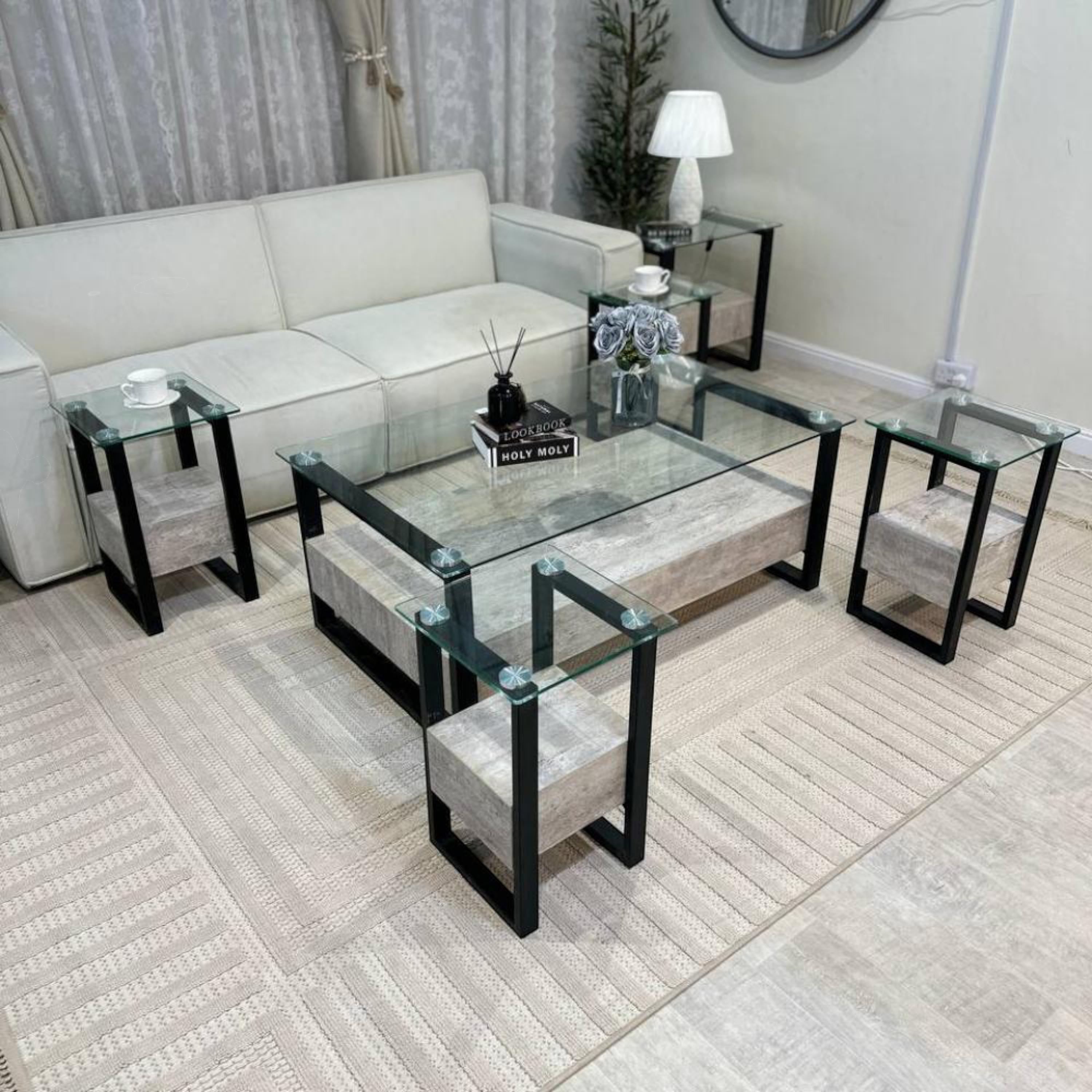 Glass Top 5-Piece Table Set-furniture-livingroom-coffeetables-image-2