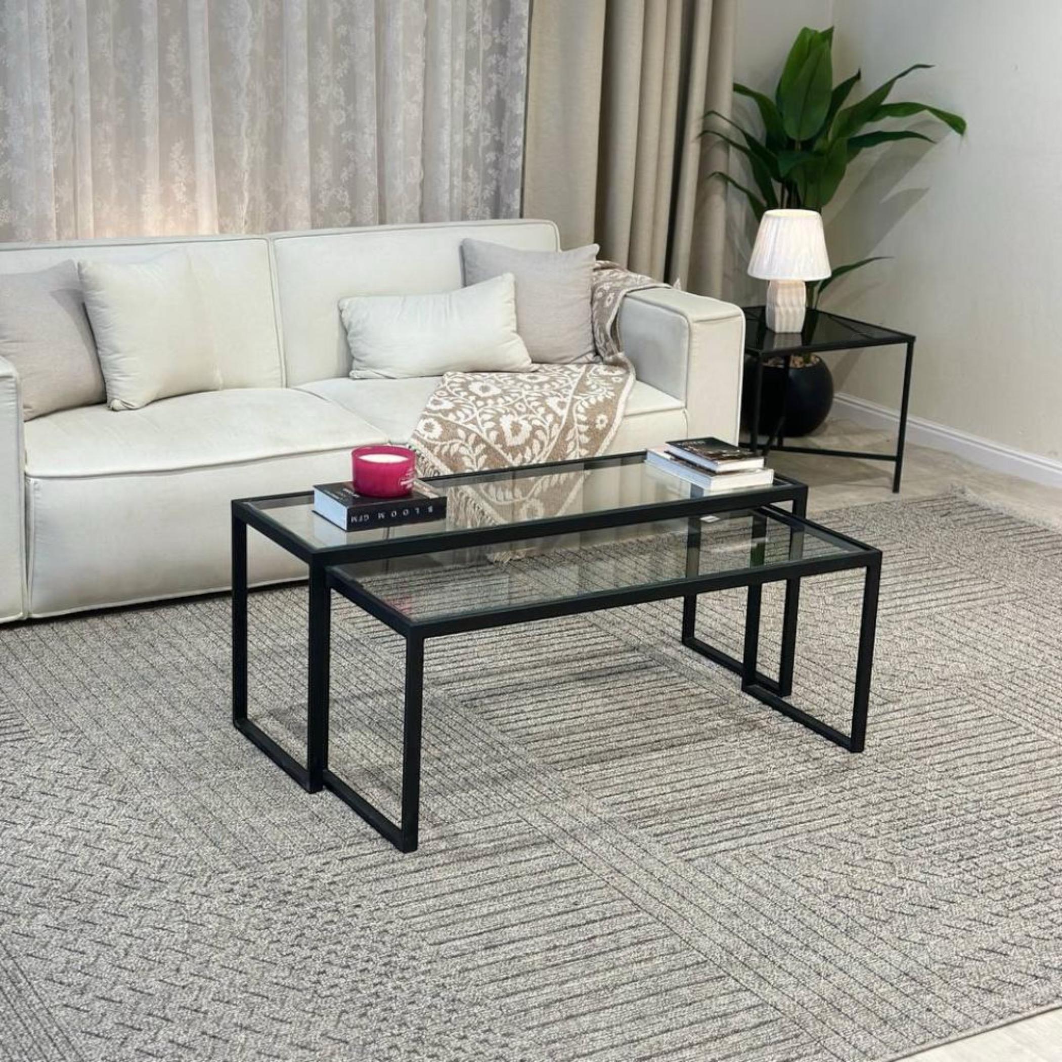 Glass Top 2-Piece  Coffee Table Set-furniture-livingroom-coffeetables-image-1