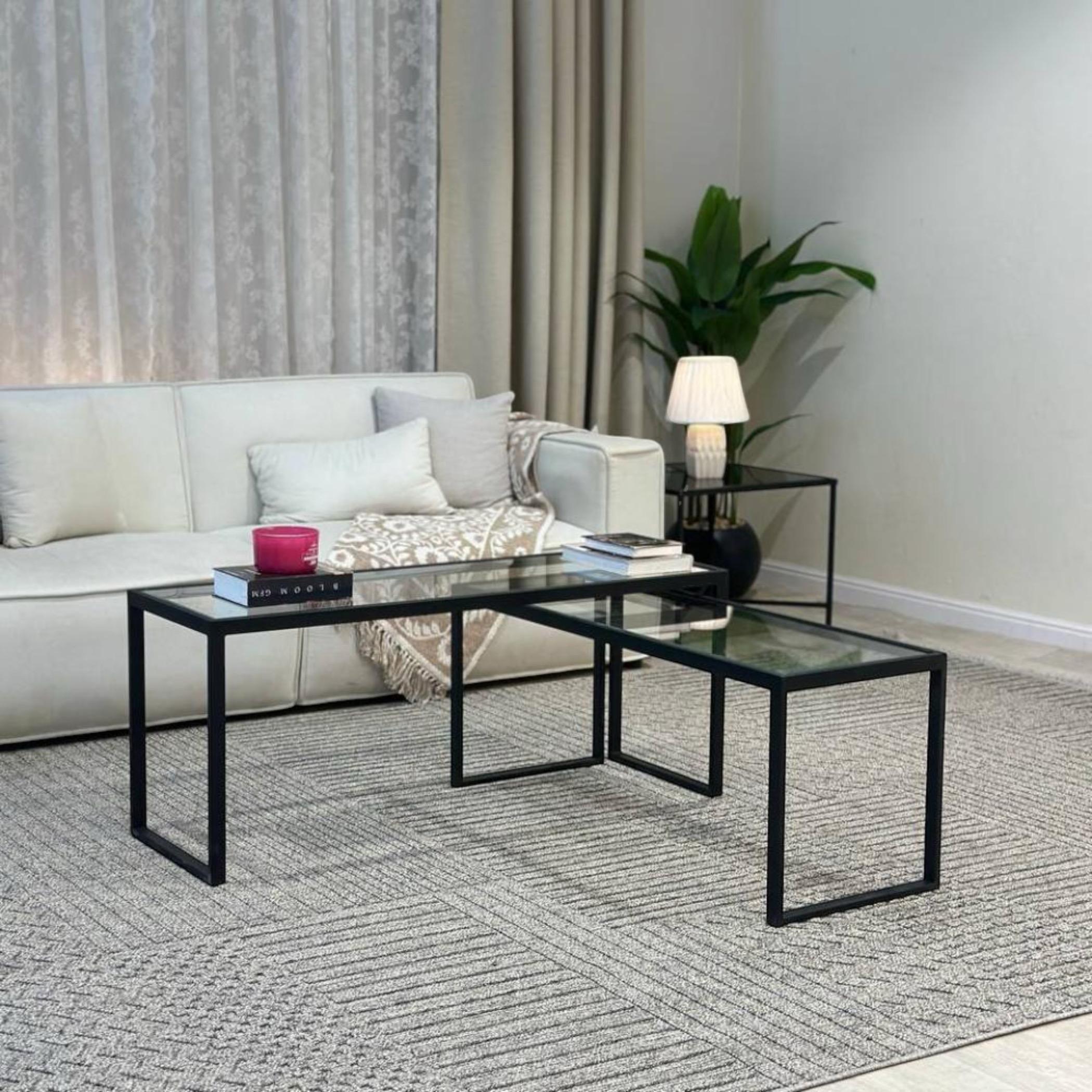Glass Top 2-Piece  Coffee Table Set-furniture-livingroom-coffeetables-image-2