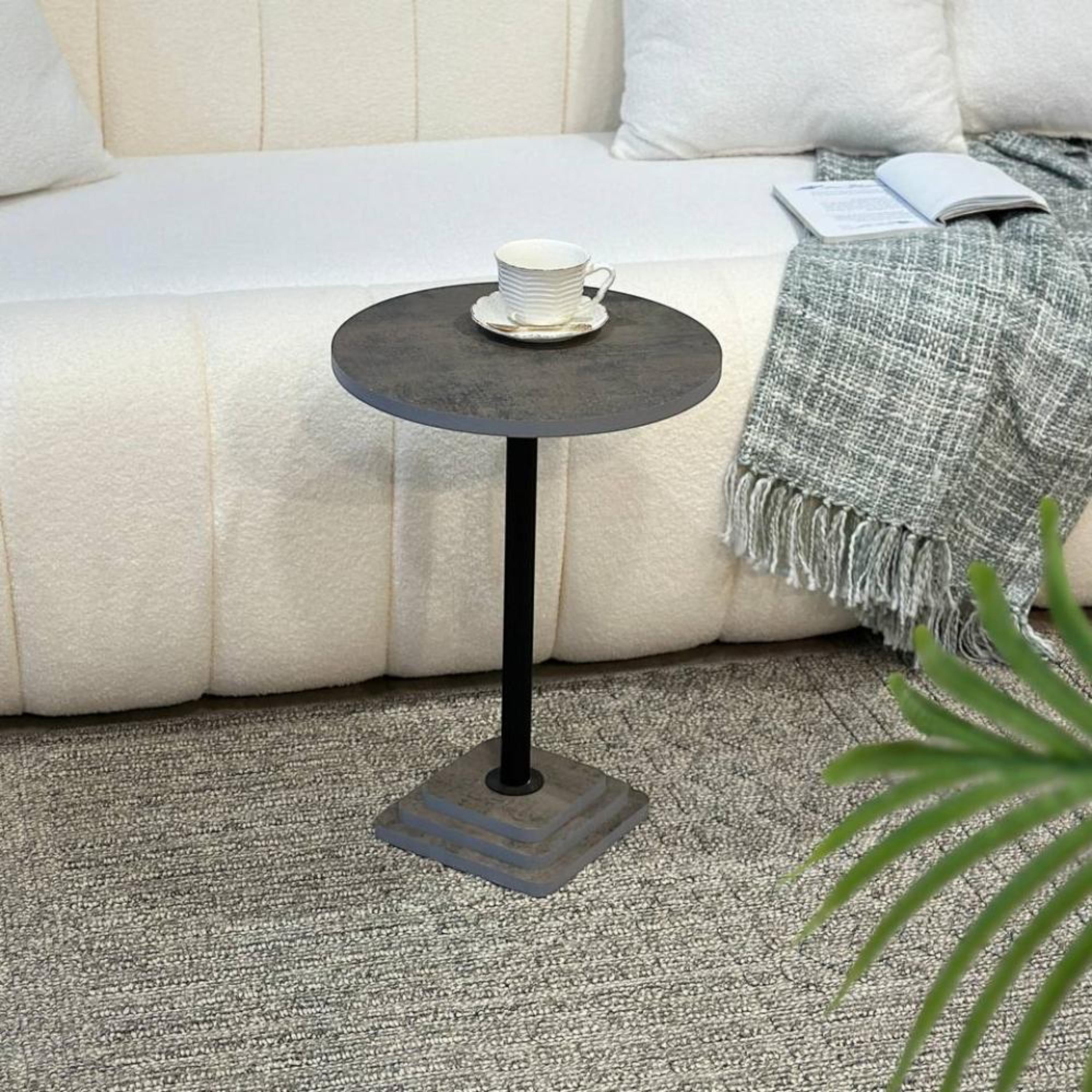 Wooden Top Side Table with Pedestal Base - 38x38x54 cms-furniture-livingroom-sideandendtables-image-1