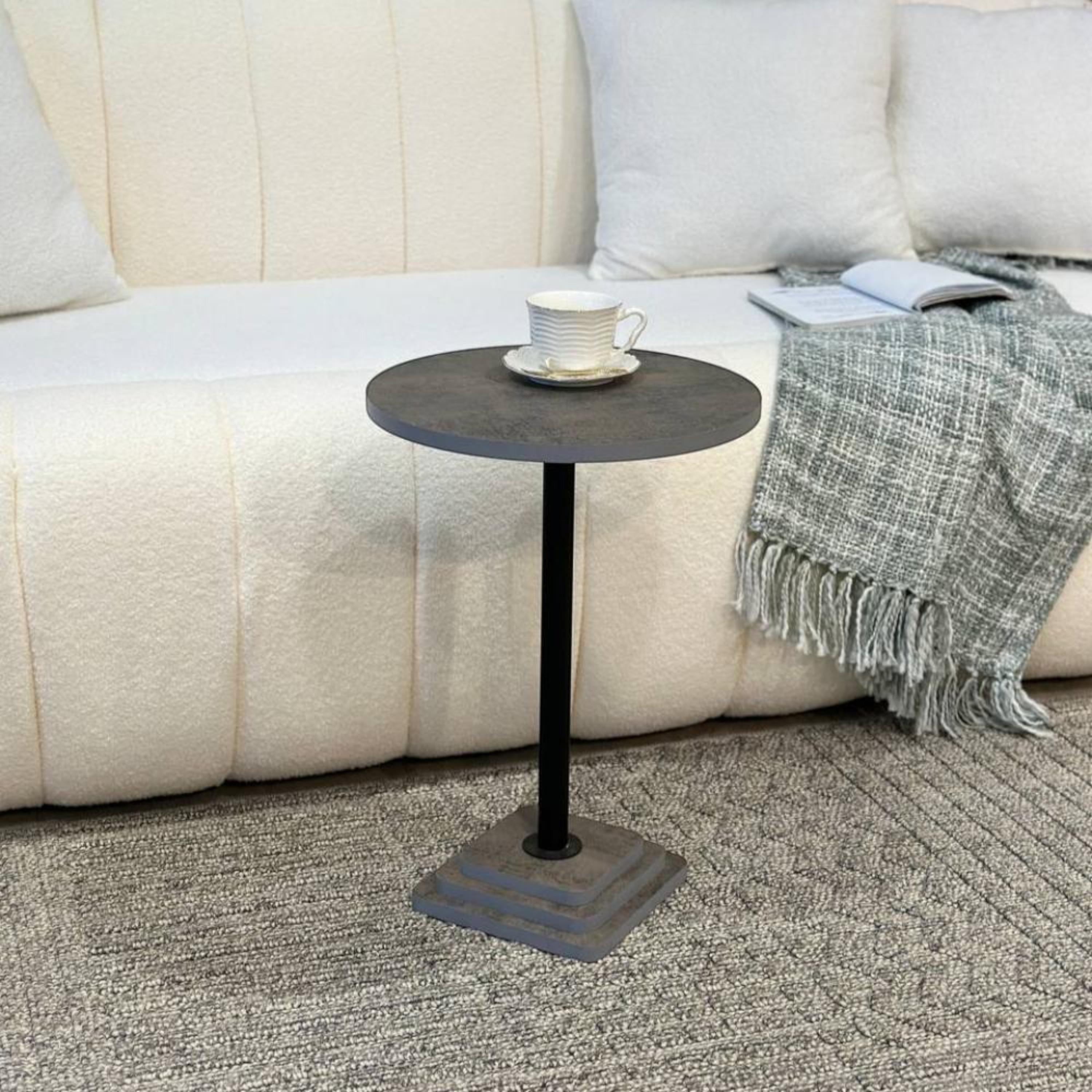 Wooden Top Side Table with Pedestal Base - 38x38x54 cms-furniture-livingroom-sideandendtables-image-2