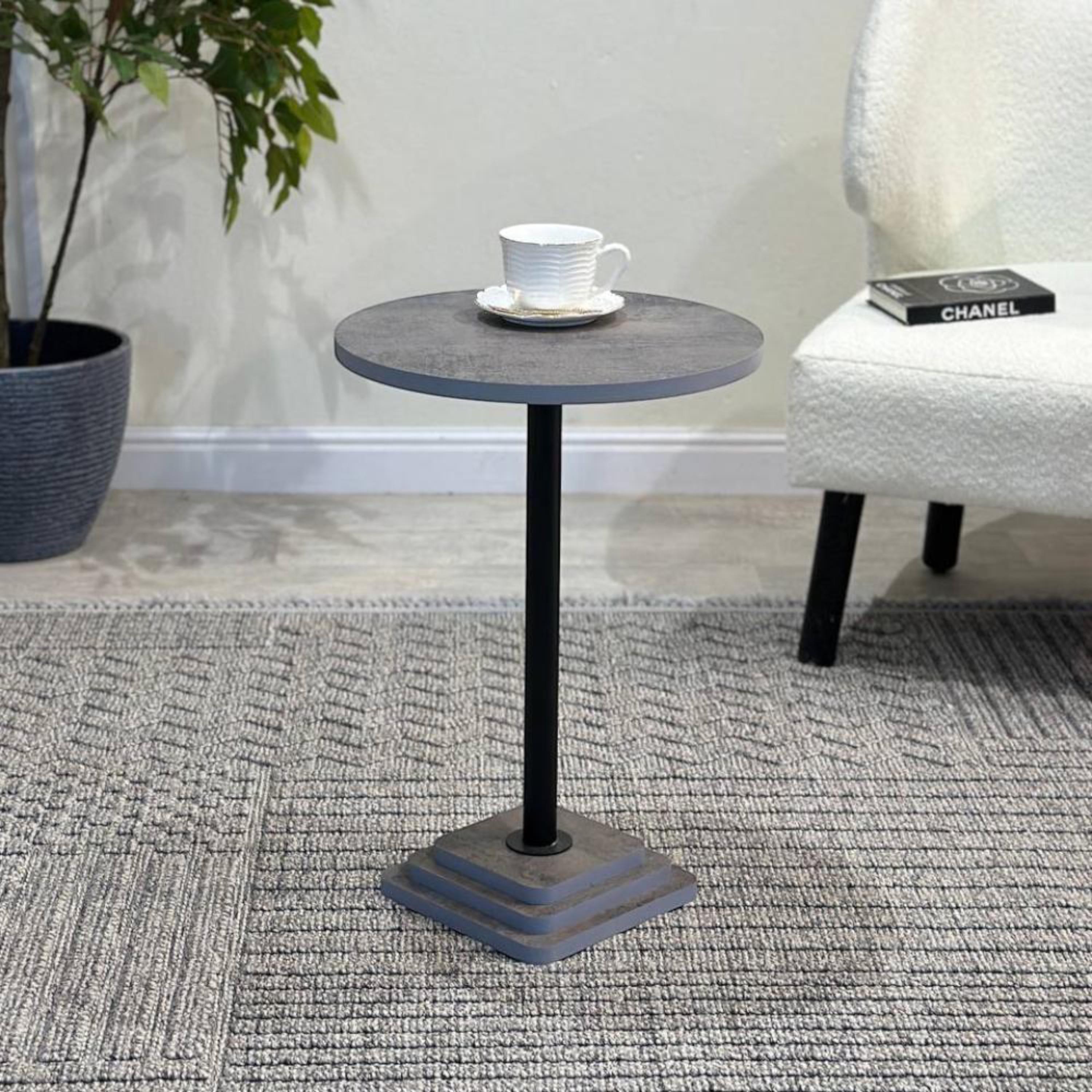 Wooden Top Side Table with Pedestal Base - 38x38x54 cms-furniture-livingroom-sideandendtables-image-3