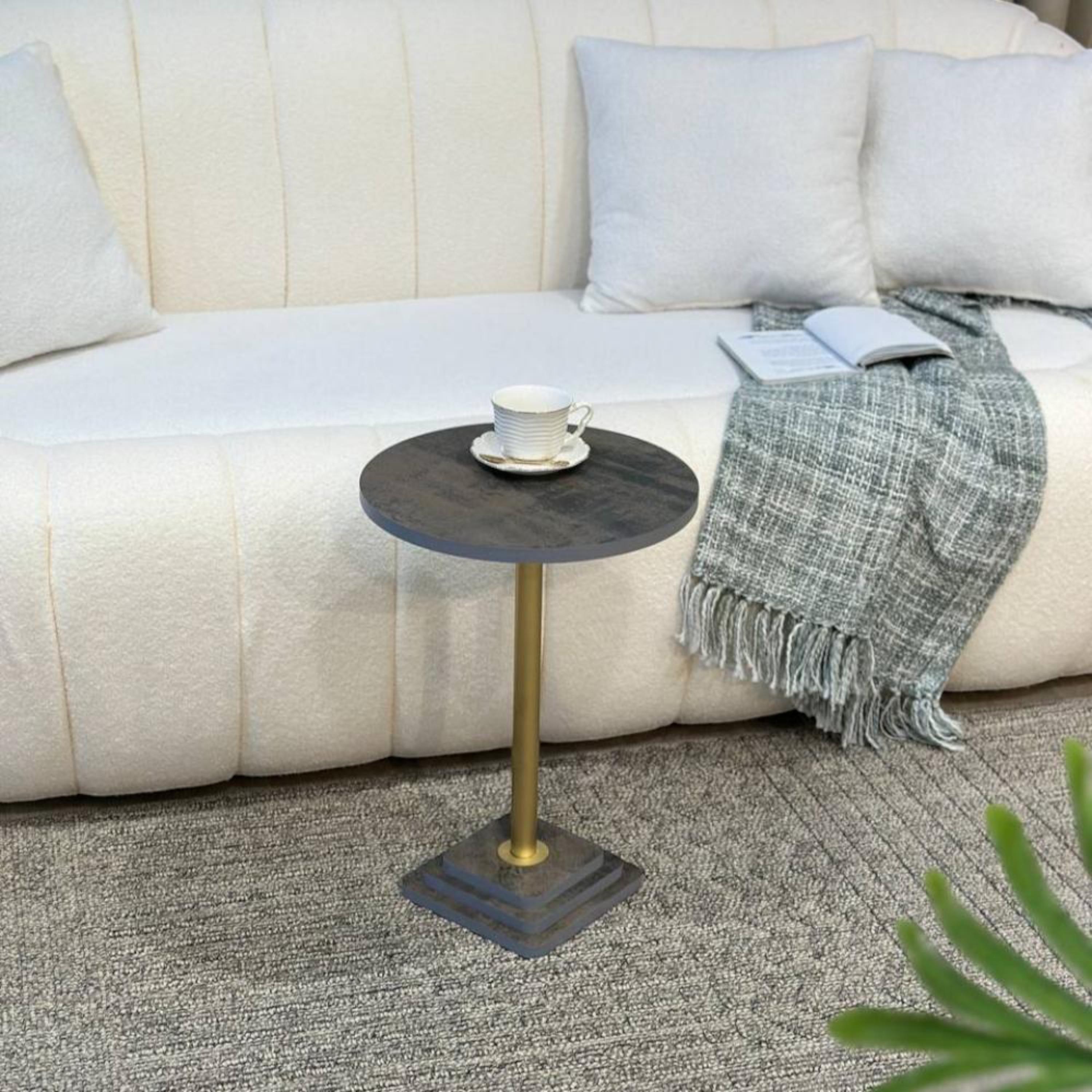 Wooden Top Side Table with Pedestal Base - 38x38x54 cms-furniture-livingroom-coffeetables-image-2