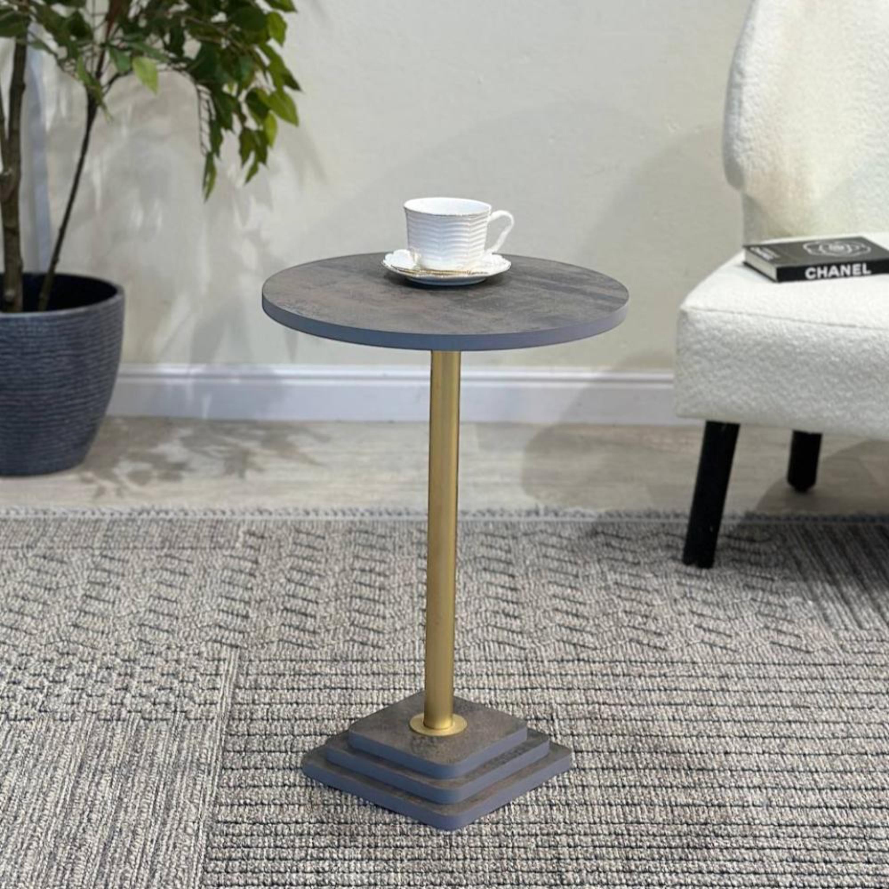 Wooden Top Side Table with Pedestal Base - 38x38x54 cms-furniture-livingroom-coffeetables-image-3