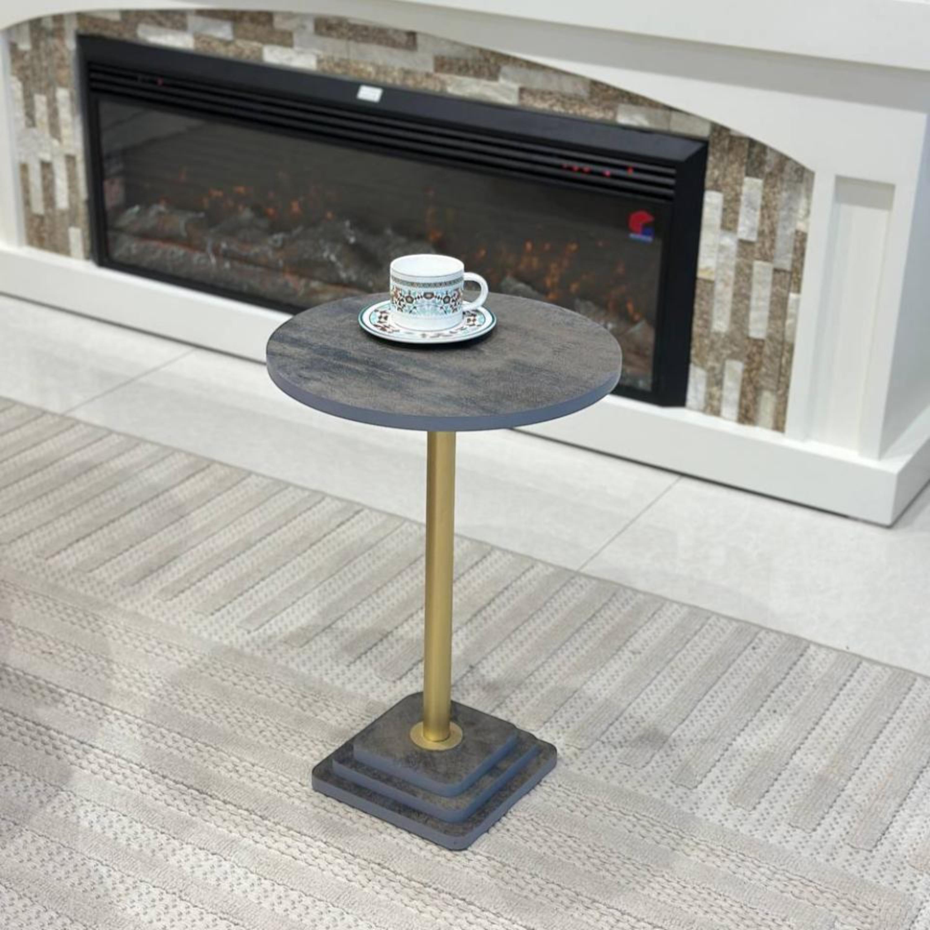 Wooden Top Side Table with Pedestal Base - 38x38x54 cms-furniture-livingroom-coffeetables-image-4