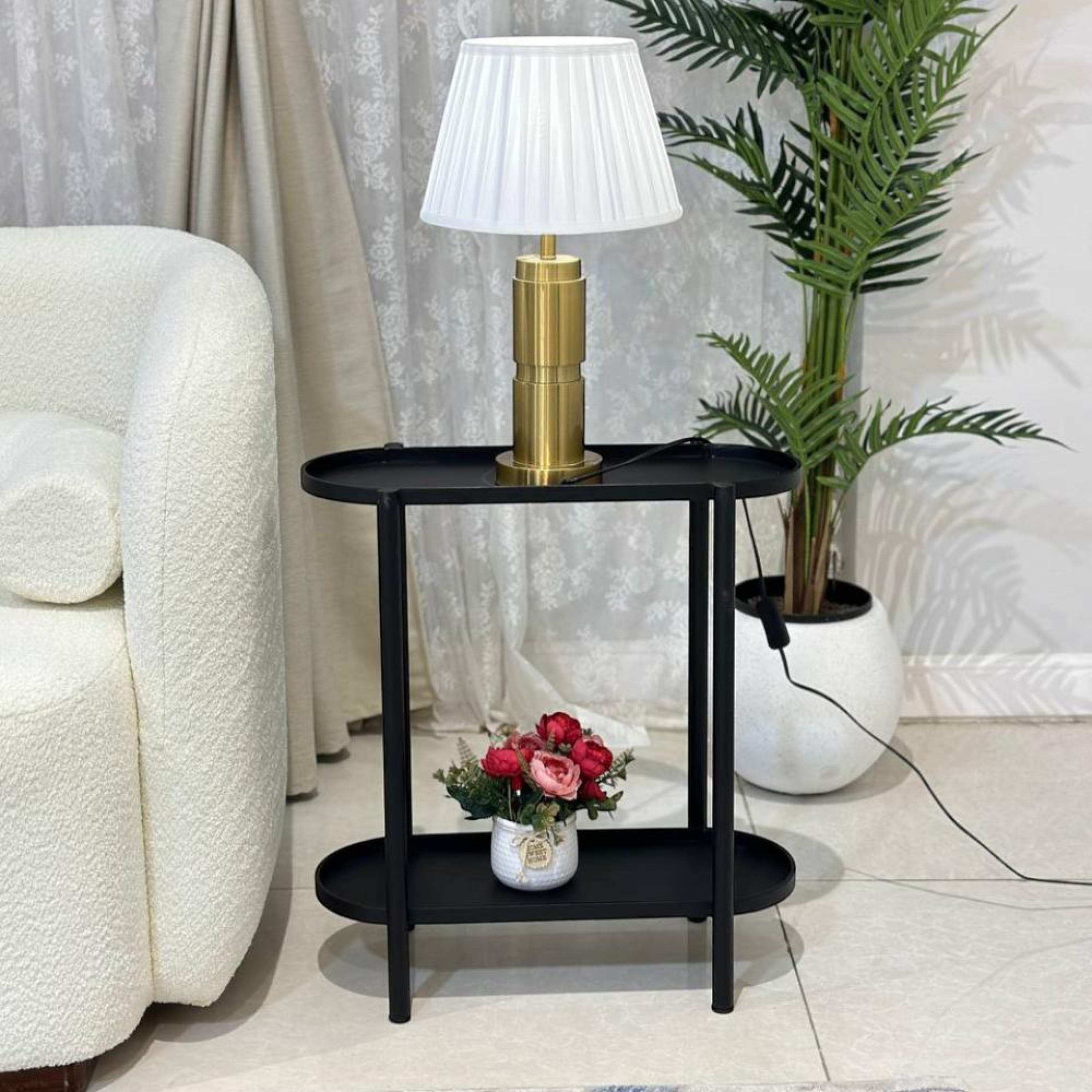 Oval 2-Tier Side Table - 56x22x60 cms-furniture-livingroom-sideandendtables-image-1