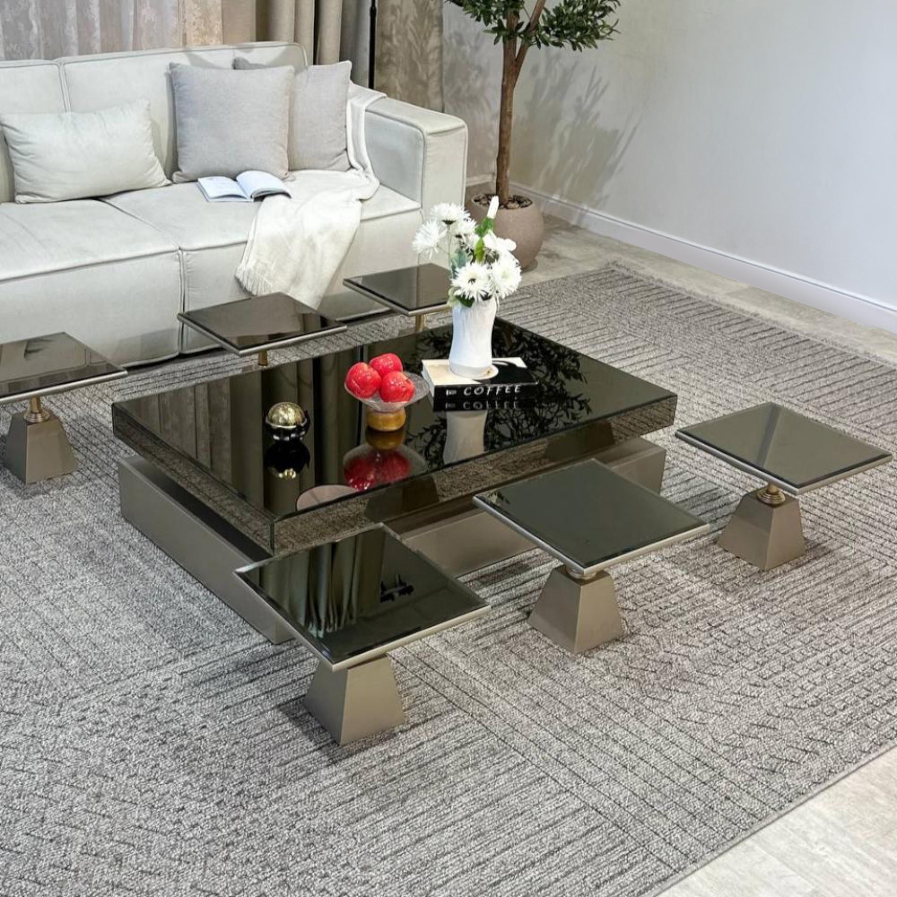 Mirror Top 7-Piece Coffee Table and Side Table Set-furniture-livingroom-coffeetables-image-2