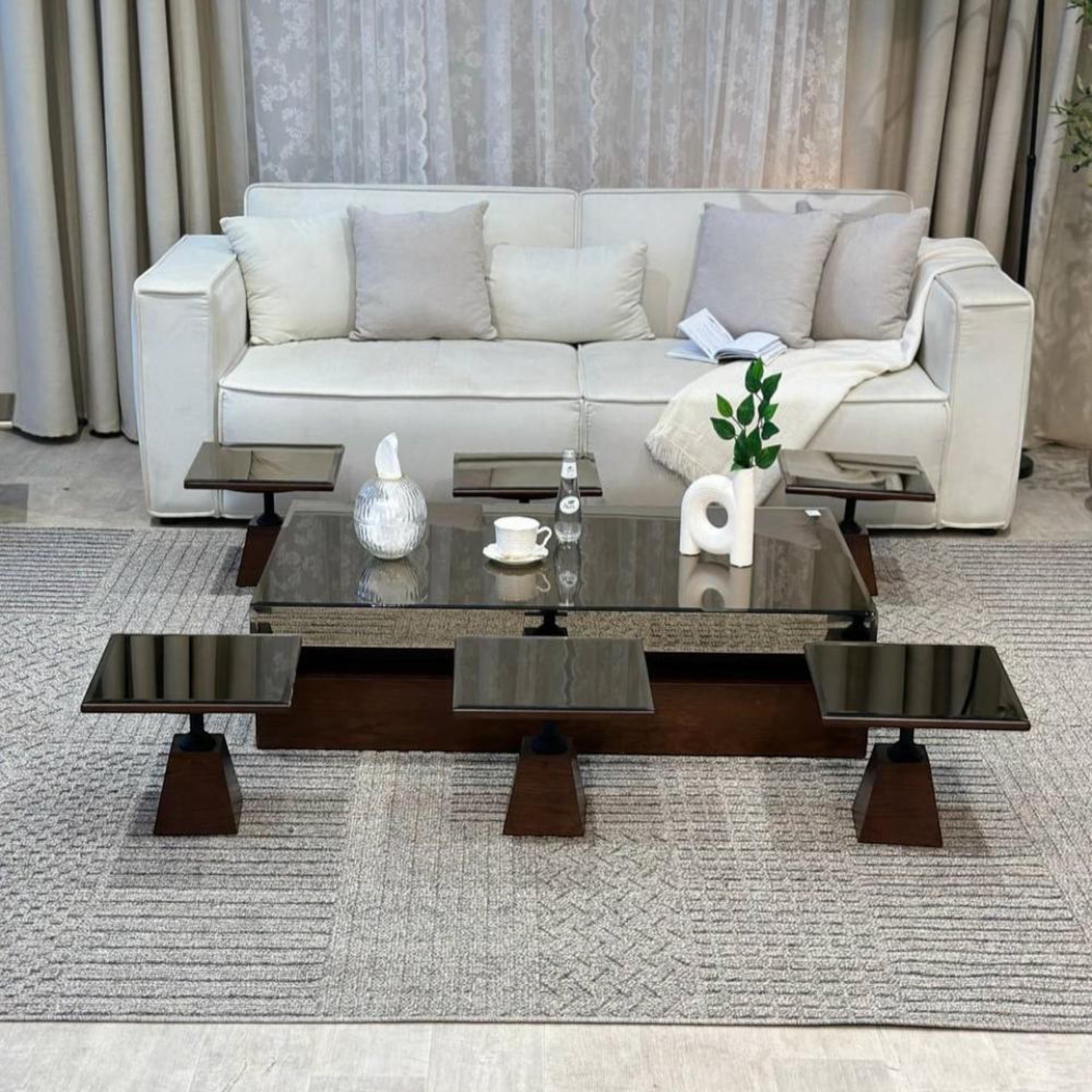 Mirror Top 7-Piece Coffee Table and Side Table Set-furniture-livingroom-coffeetables-image-1