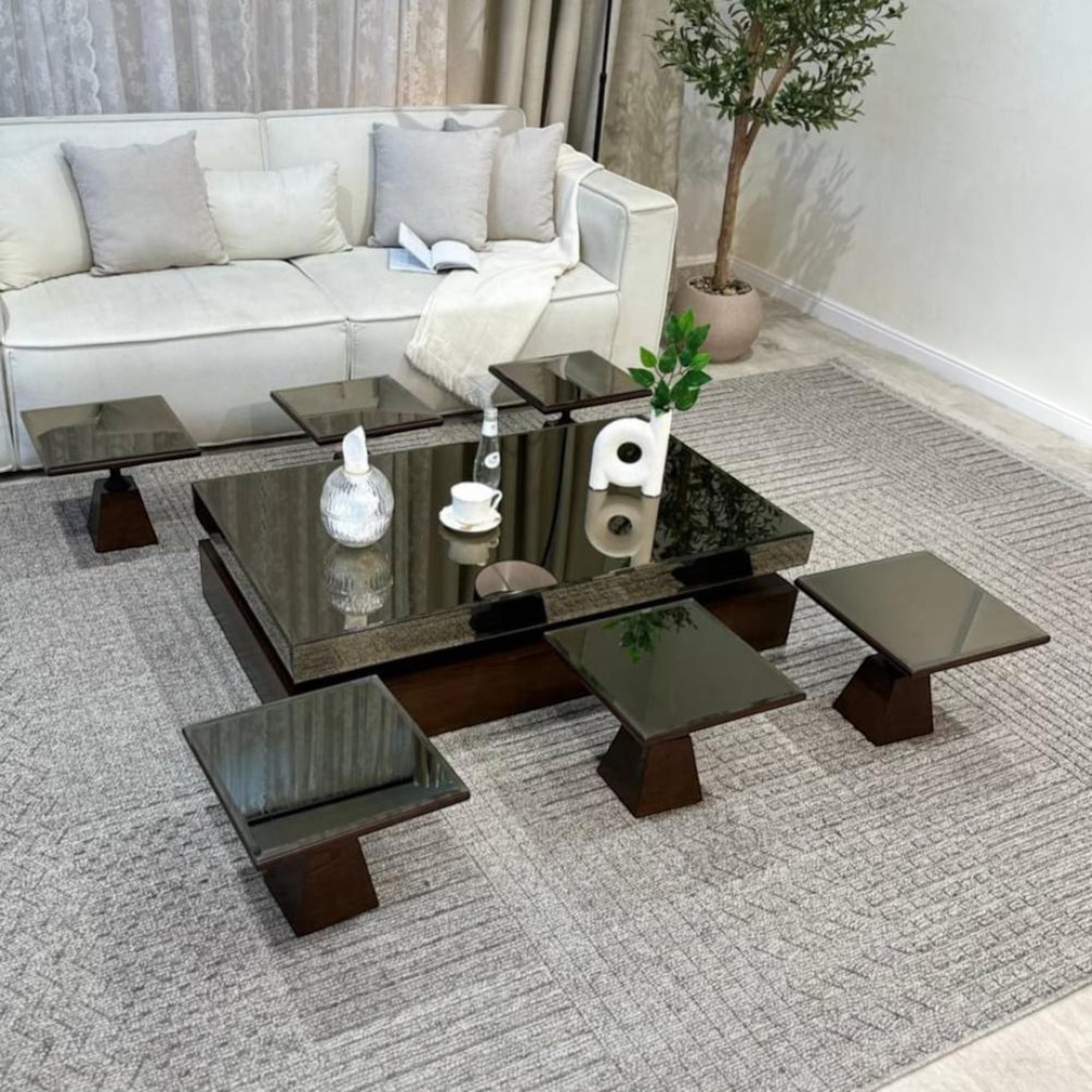 Mirror Top 7-Piece Coffee Table and Side Table Set-furniture-livingroom-coffeetables-image-2