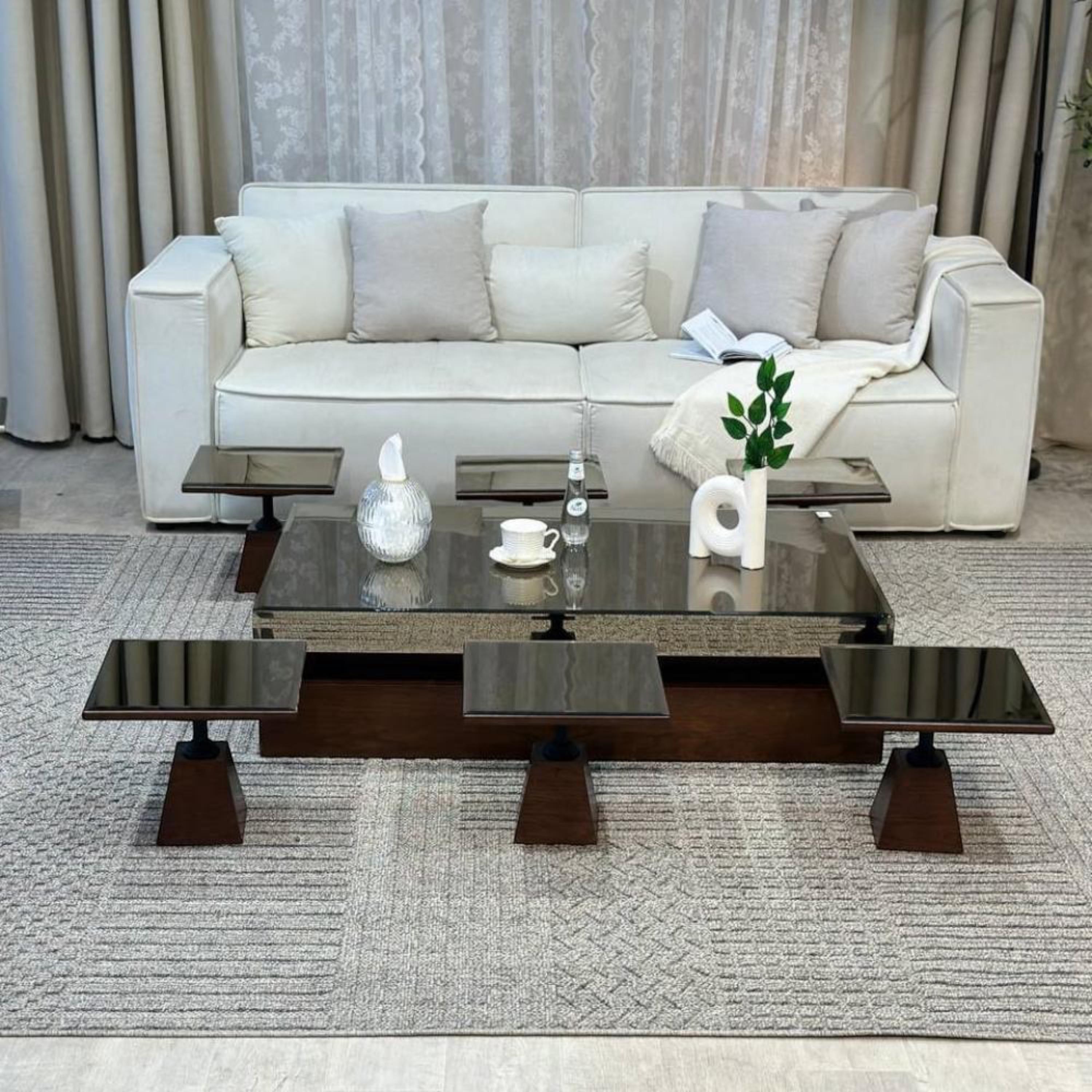 Mirror Top 7-Piece Coffee Table and Side Table Set-furniture-livingroom-coffeetables-image-3