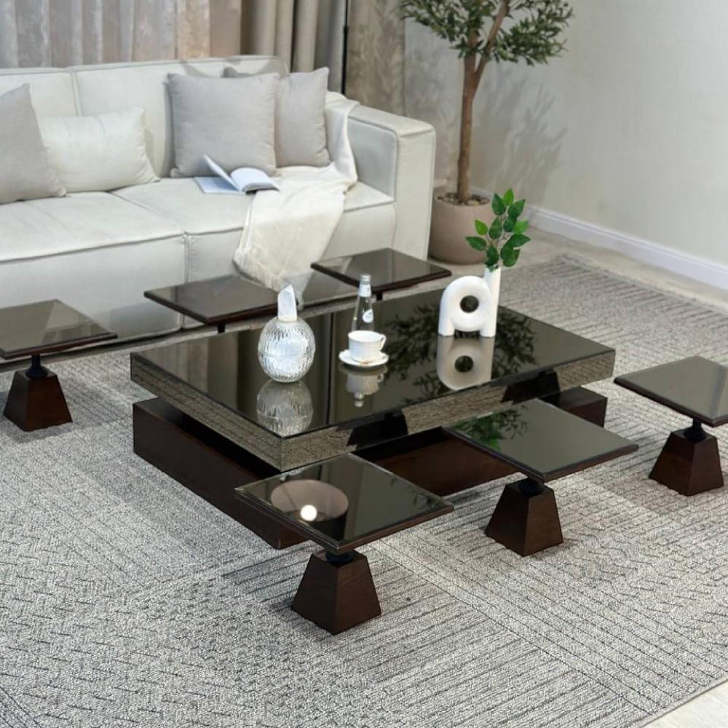 Mirror Top 7-Piece Coffee Table and Side Table Set-furniture-livingroom-coffeetables-image-4