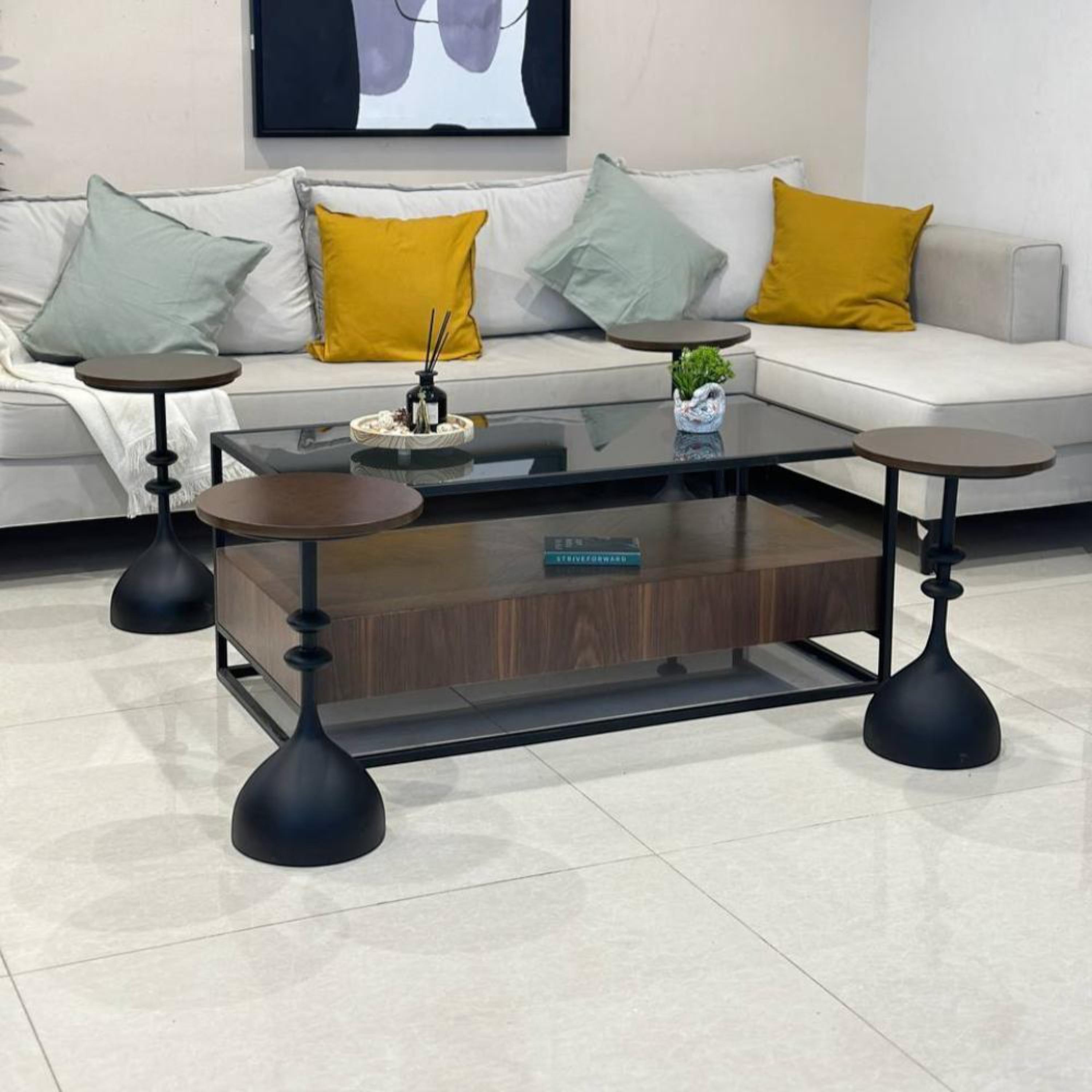 Wooden Top 5-Piece Coffee Table and Side Table Set-furniture-livingroom-coffeetables-image-1