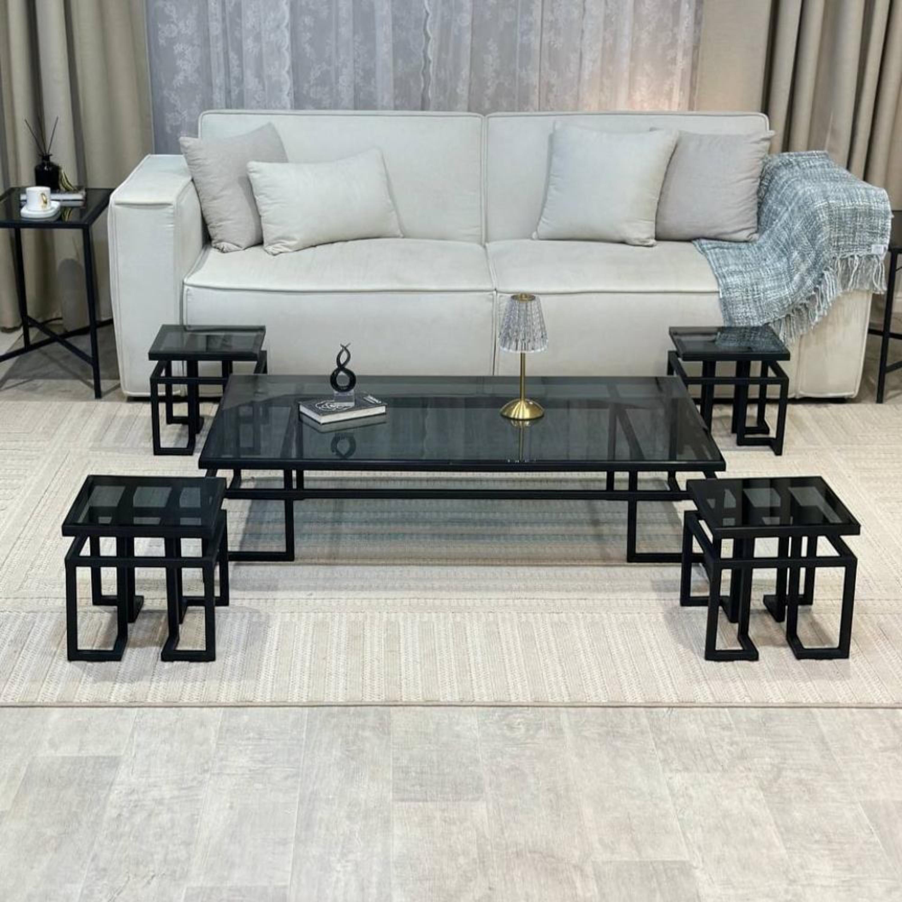 Glass Top 5-Piece Table Set-furniture-livingroom-coffeetables-image-1