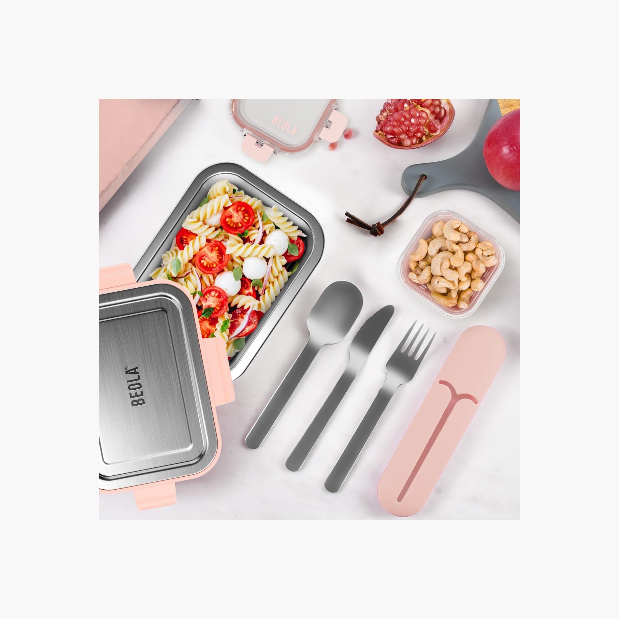 طقم أدوات مائدة ستانلس ستيل 3 قطع مع حافظة سيليكون من بيولا-school-lunchessentials-lunchboxes-image-2