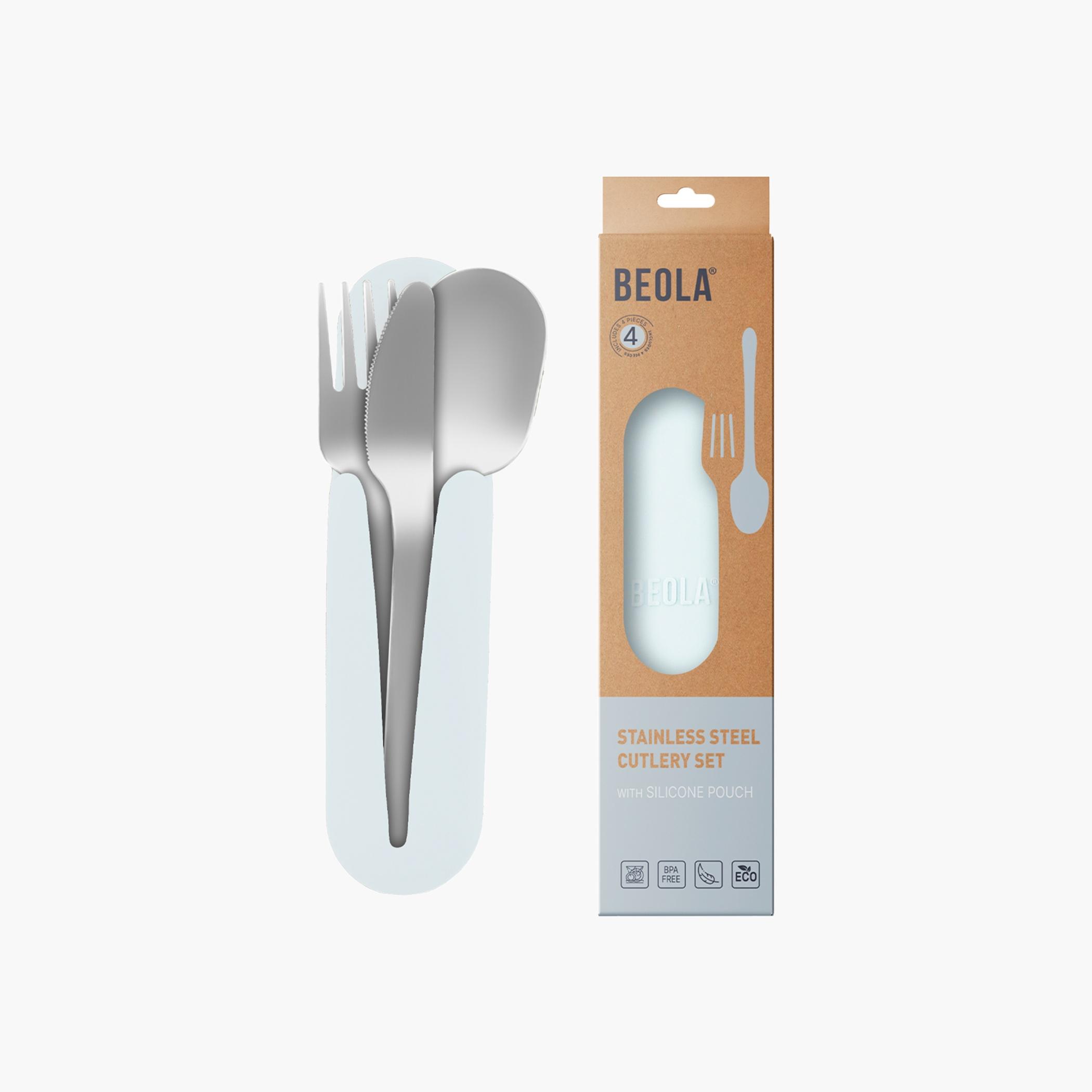 BEOLA 3-Piece Stainless Steel Cutlery Set with Silicone Pouch-school-lunchessentials-lunchboxes-image-1
